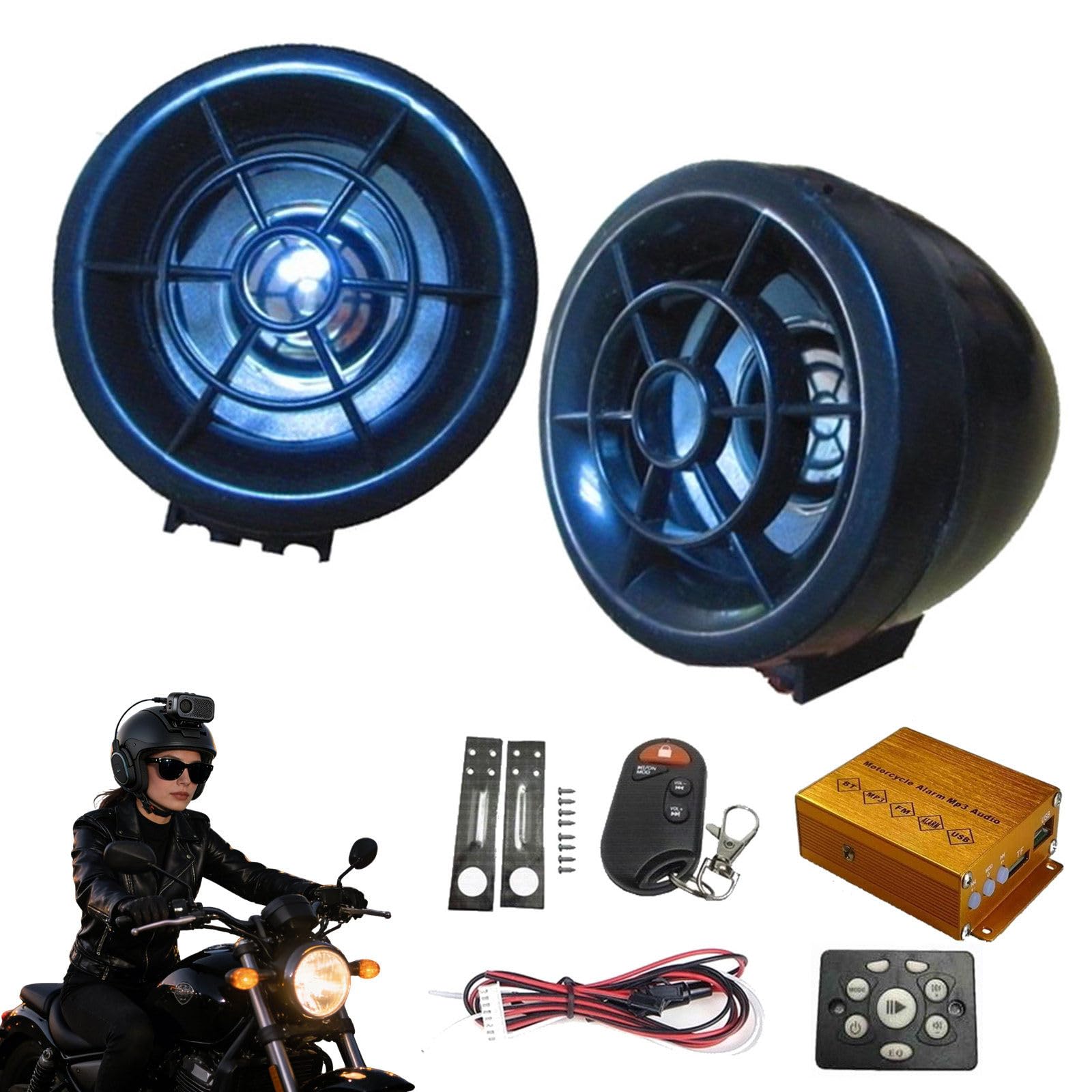 2,5-calowe, pełnozakresowe, wodoodporne głośniki stereo Bluetooth do motocykli, radia FM i skuterów, z radiem FM i Bluetooth, kartą TF i USB B