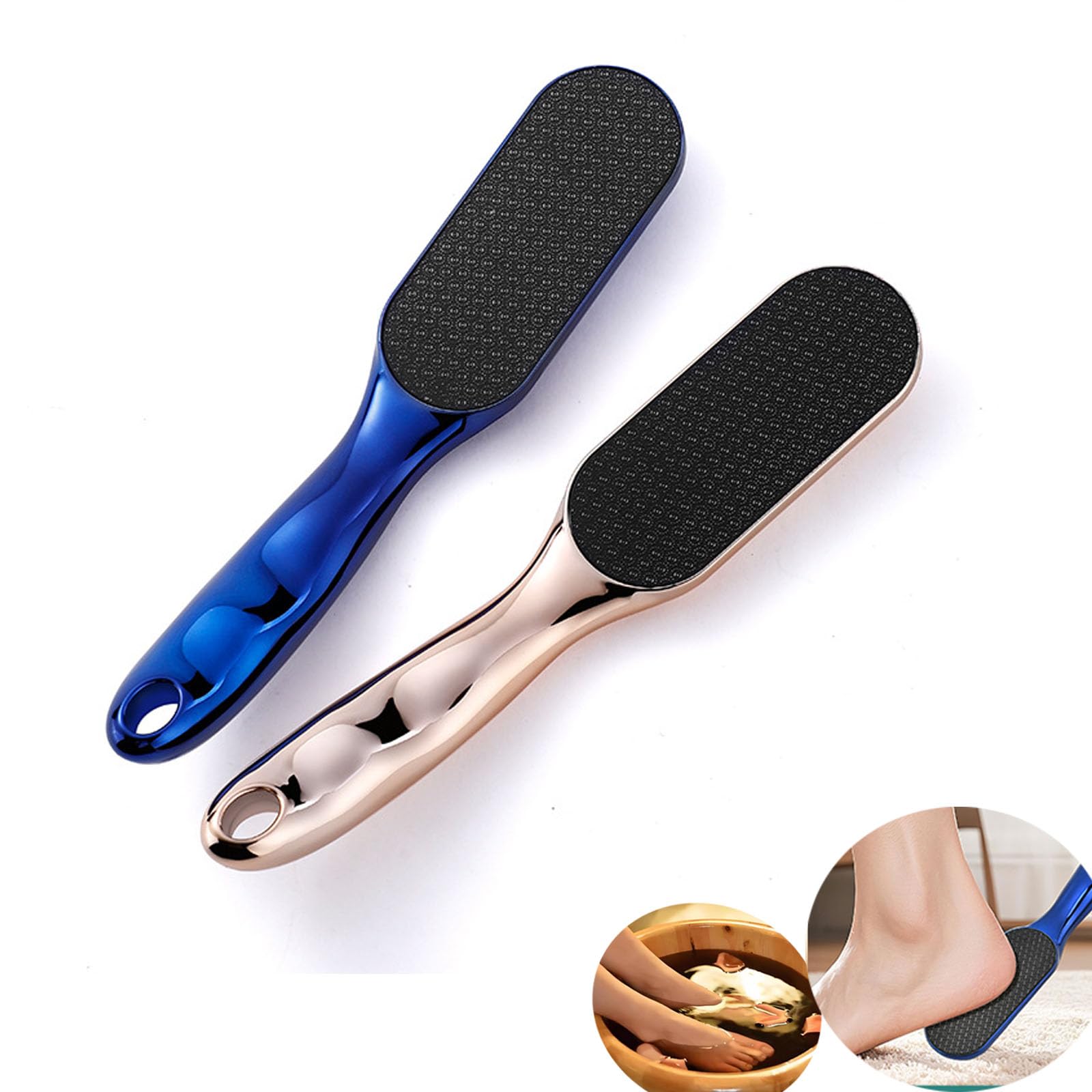 VeinsGrain - Lima per piedi in nano-vetro, raschietto per la rimozione dei calli (oro + blu)