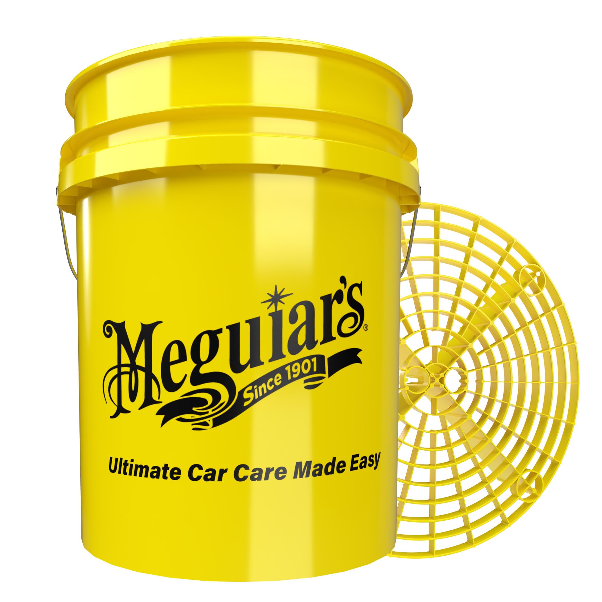 Auto Waschset mit Meguiars Wash & Wax Shampoo 473ml + Meguiars Wascheimer 5GAL mit GritGuard + detailmate 3in1 Waschhandschuh + detailmate Mikrofaser Trockentuch 1000GSM