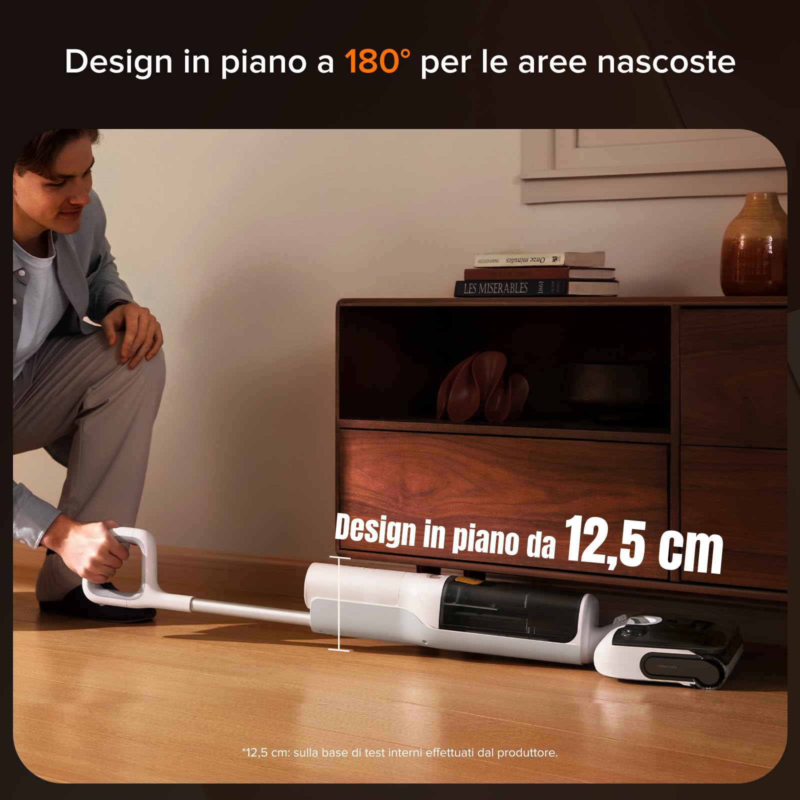 roborock F25 GT Aspirapolvere e Lavapavimenti Senza Fili, Pulizia Completa 20 kPa, Autopulizia ad Alta Temperatura fino a 90 °C, Inclinazione 180°, Pulizia a Doppio Bordo per Pavimenti