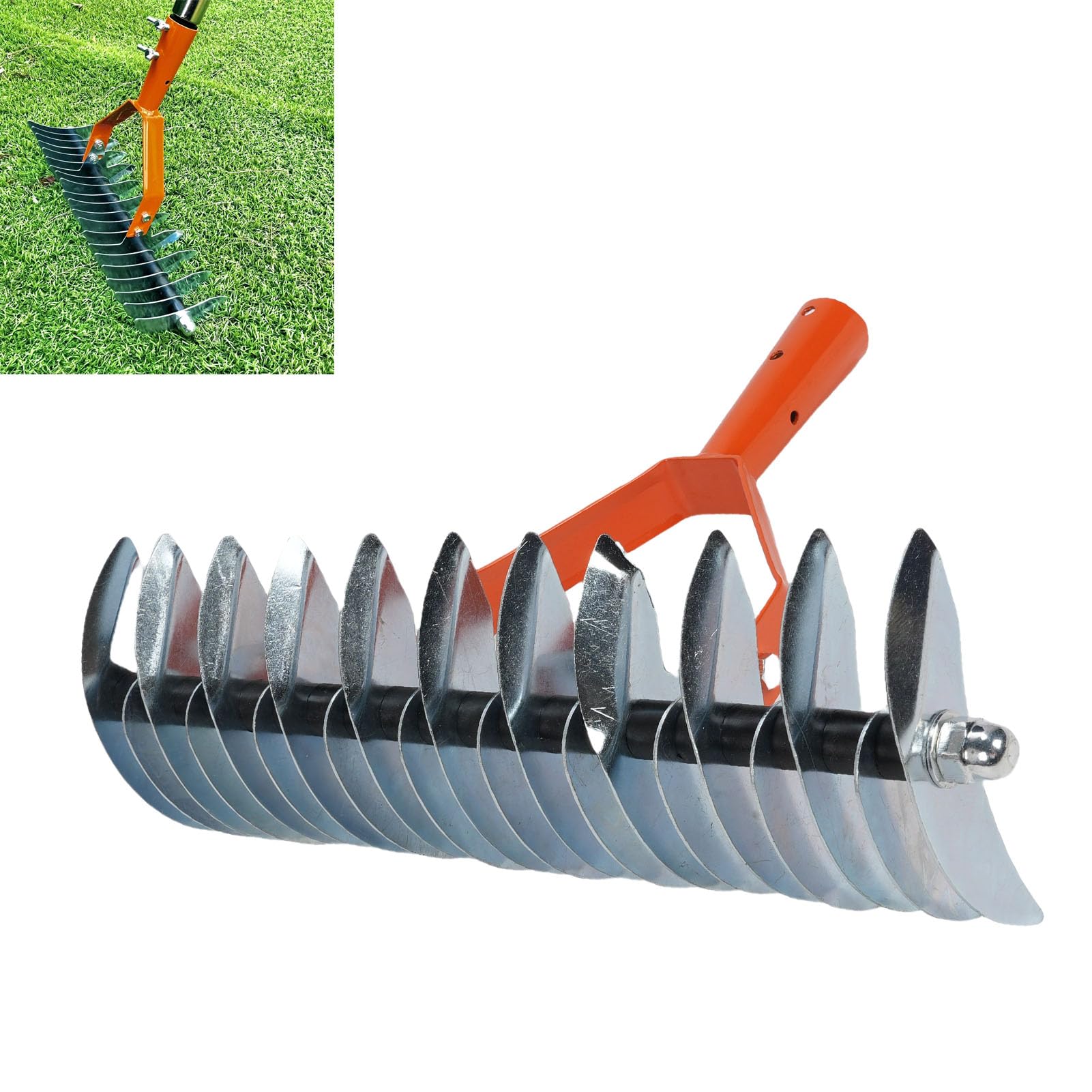 Rastrello professionale per paglia, rastrello da giardino ergonomico in acciaio inossidabile per la cura del prato, con manico regolabile
