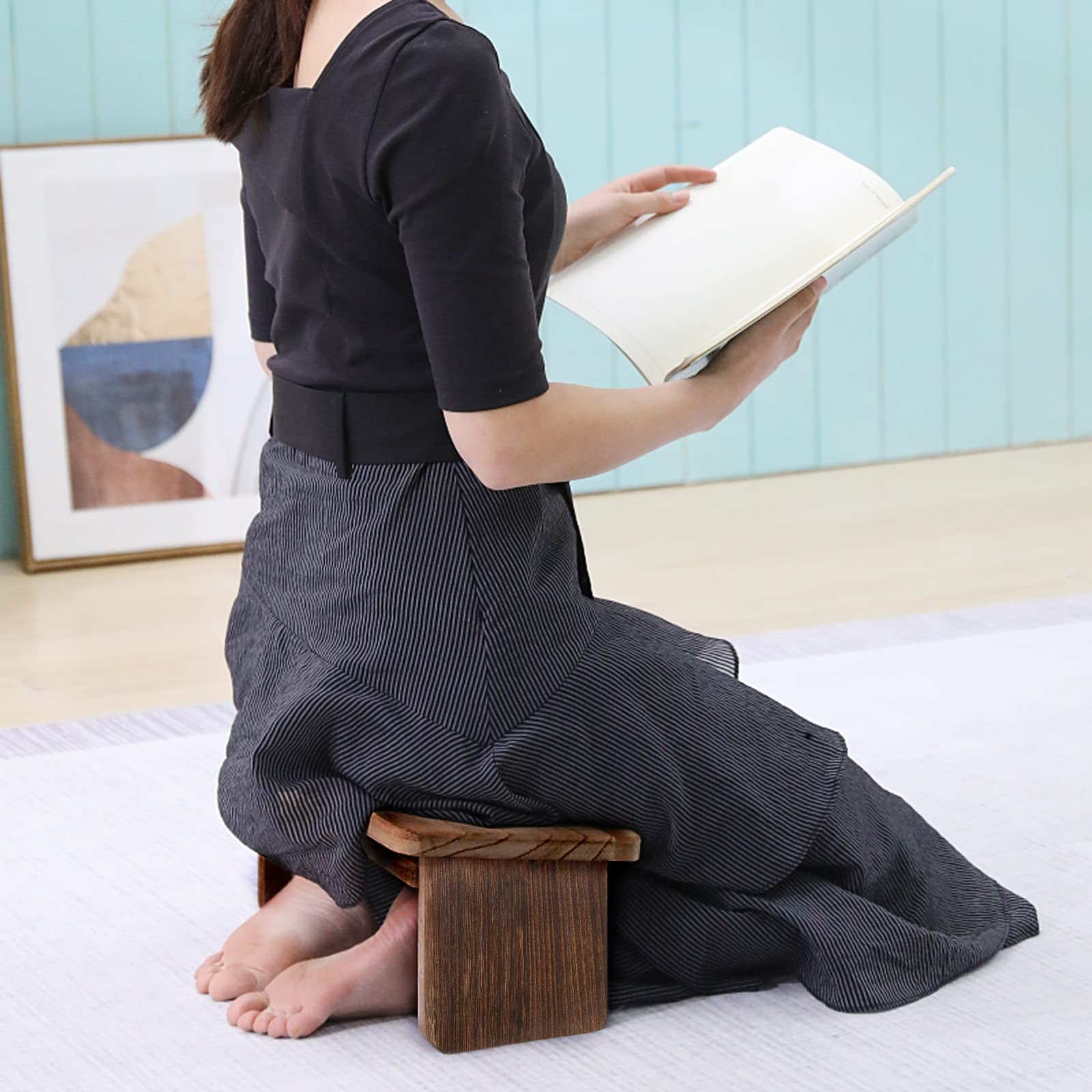 Panca Da Meditazione Pieghevole In Legno - Sgabello Portatile Per Yoga, Cerimonia Del Tè 40x20x20 Cm - Foto 6