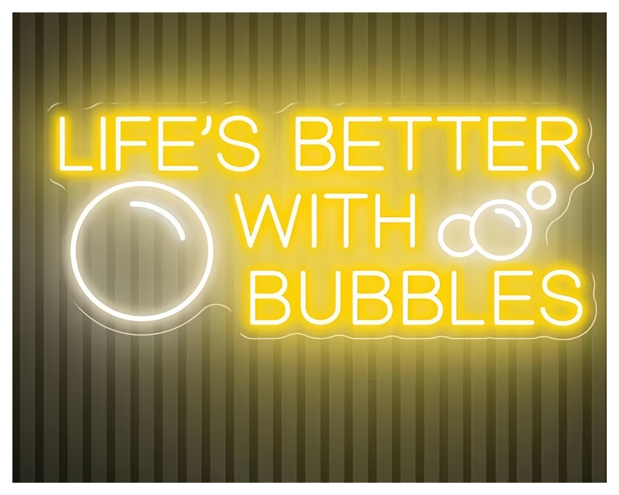 Shouxi E Sign Lamp Lif Is Better With Bubbles Neon Sign Champagn Wall Decor Bubbles Coffe Caf Shop Decoration 60X27cm(E)