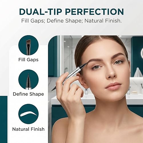 Miniatura 4 de Bolígrafo de cejas 2 en 1, delineador de cejas de precisión de doble punta con puntas finas, impermeable, 5 colores naturales, herramienta de