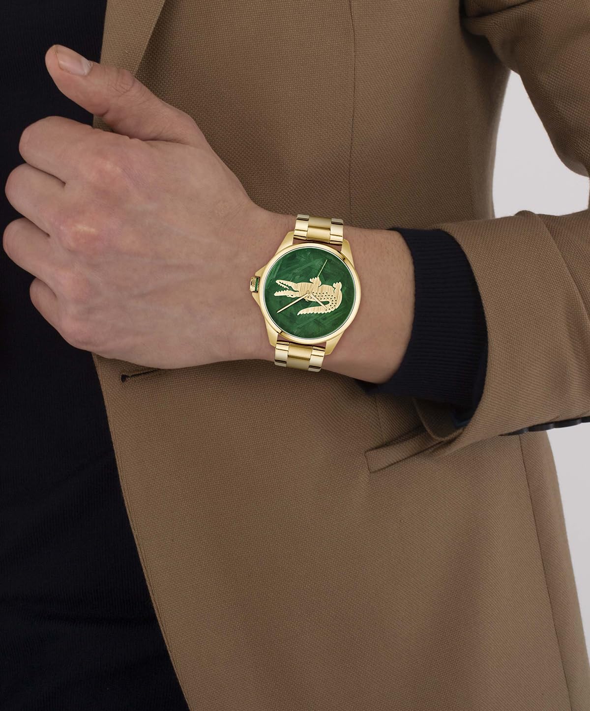 Lacoste Uhr mit DREI-Zeiger-Quarzwerk für Herren Kollektion LE Croc mit Silbernem, Goldfarbenem oder Schwarzem Edelstahlarmband