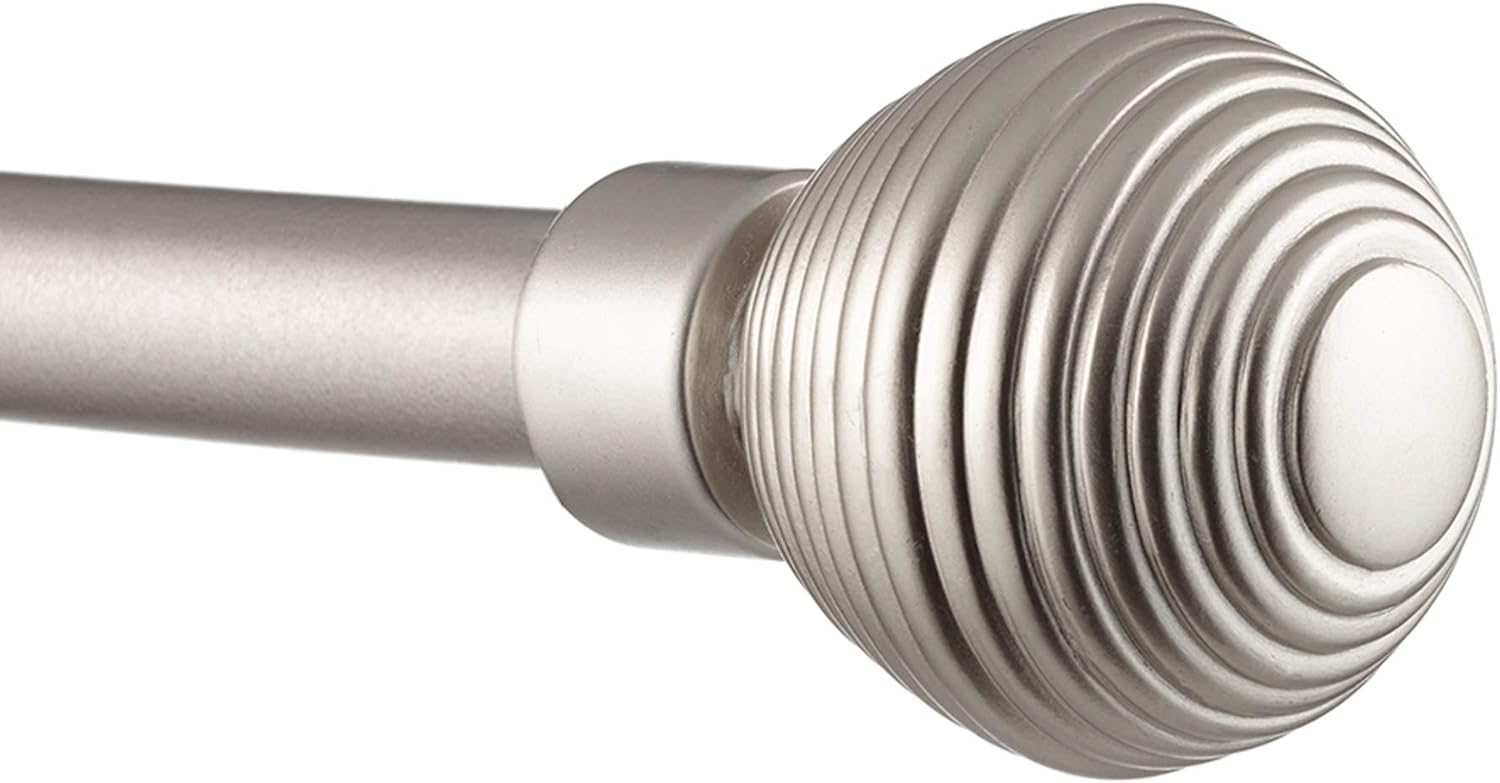 Matte Silver Adjustable Curtain Rod with Sphere Finials