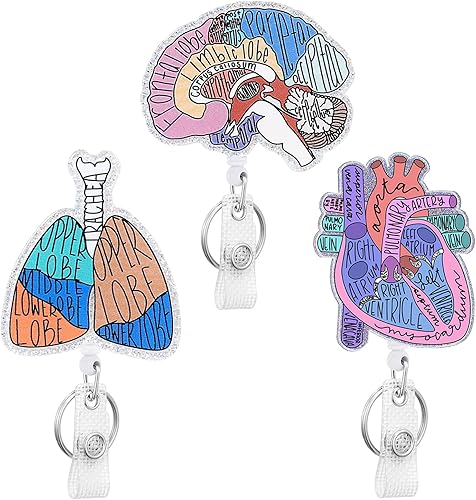 Paquete de 3 carretes de insignia con soporte para insignia, clip retráctil para enfermera, enfermería, estudiante, tarjeta de nombre, tarjeta de