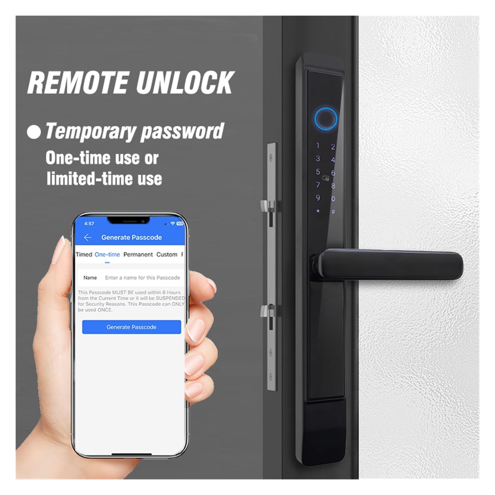 Cerradura de puerta corredera impermeable IP66 con tarjeta de código digital de huellas dactilares (22 x 240 4085)