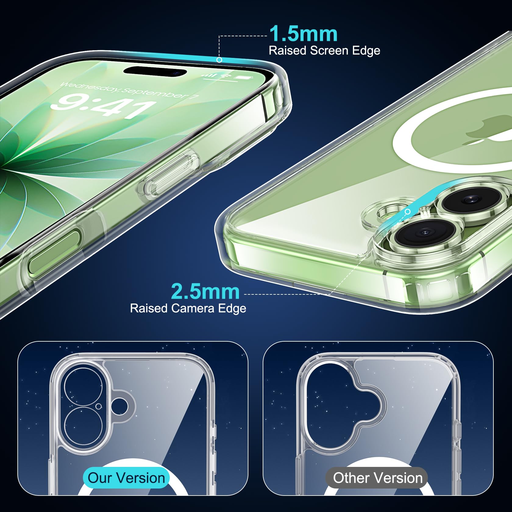 FLLAO Magnetica Cover per iPhone 17 e 2 Pellicole in Vetro Temperato, Custodia iPhone 17 Compatibile con Magsafe, Traslucida Opaca Posteriore Sottile Antiurto Protettiva Case, Trasparente