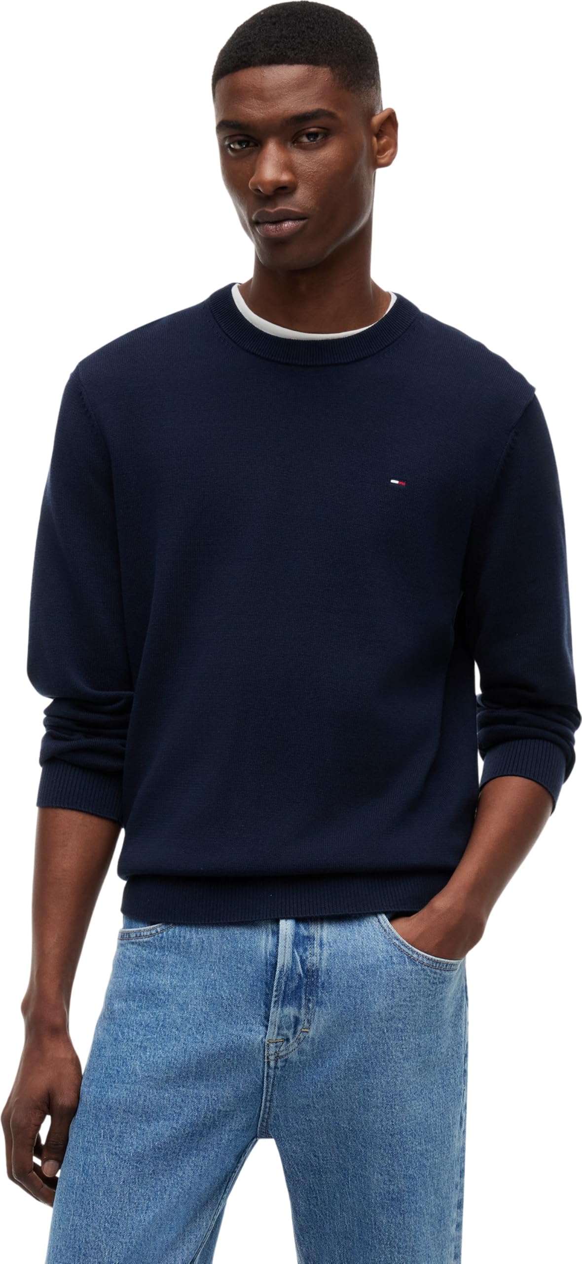 Tommy Jeans Men's TJM Slim Ess Light Sweater Ext DM0DM22853 Pullover, Blue (Dark Night Navy), S