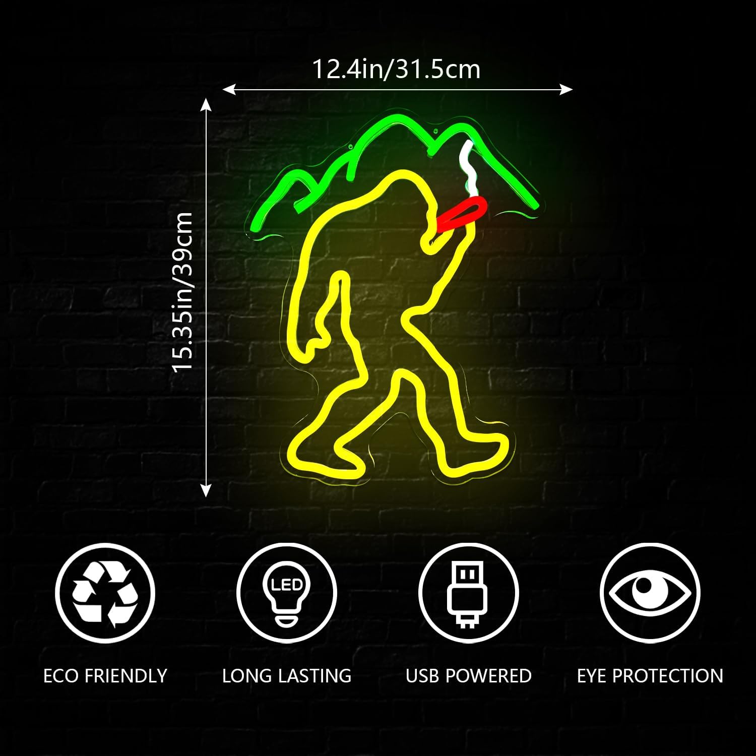 Bigfoot Neon Sign Sasquatch Neon Lights Sign for Room Dimmable Relax LED Neon Signs for Man Cave Bar Club Party Bigfoot Light Up Sign Funny Neon Wall Art Cool Gifts for Men Adults Fans - Image 3