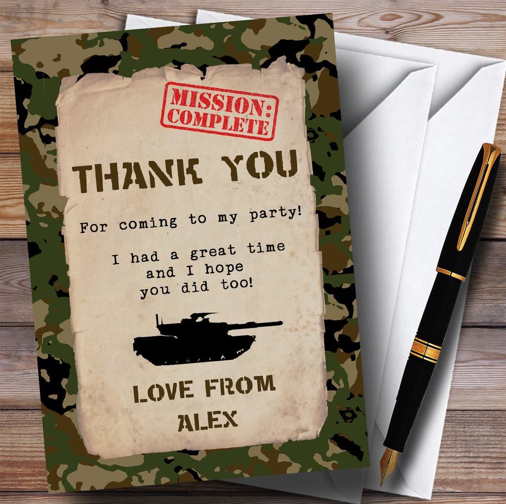 Top Secret Army Soldier Camouflage Party Thank You Cards : Amazon.co.uk:  Stationery & Office Supplies