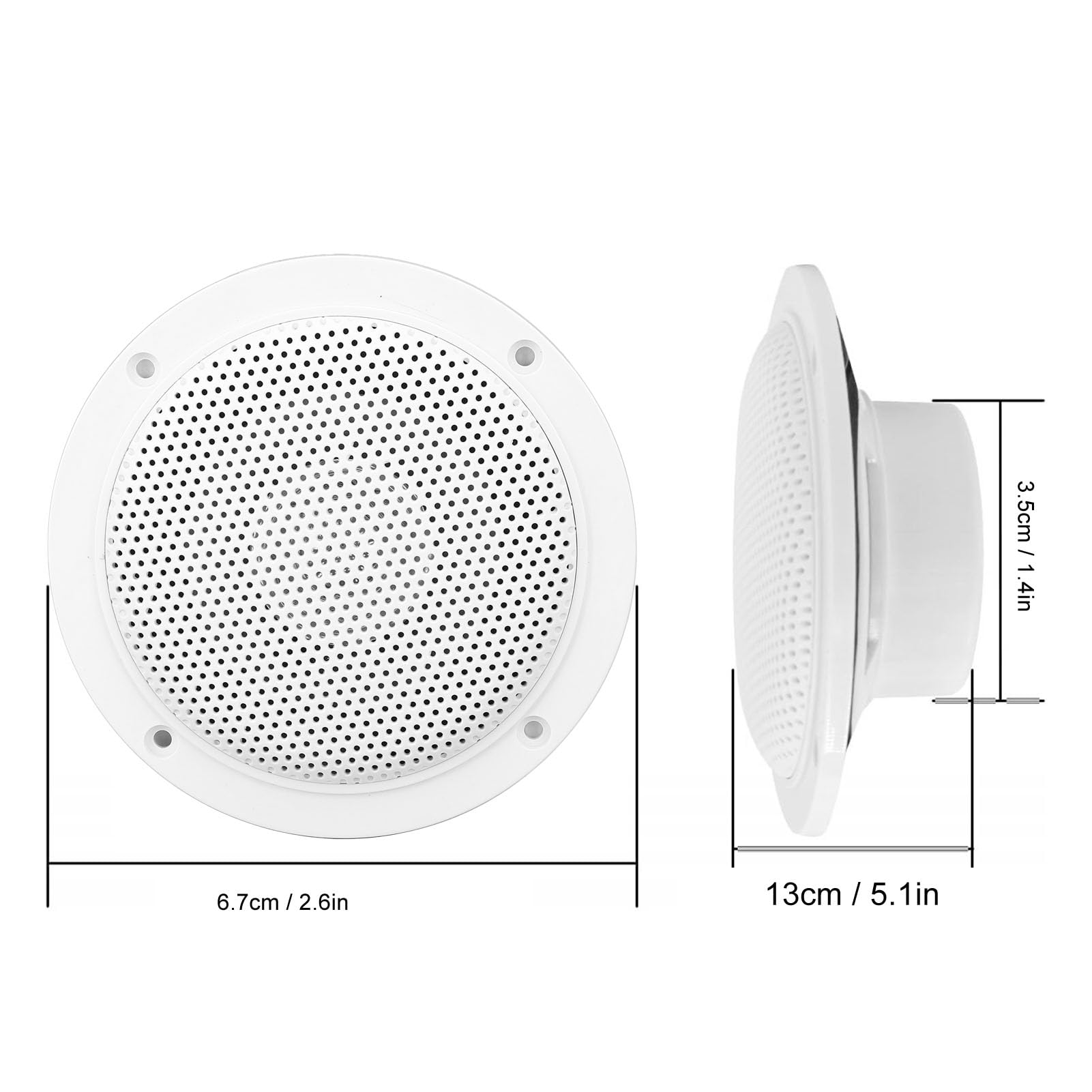 Garsent 4 Zoll wasserdichte Marine-Deckenlautsprecher mit 120 Watt Leistung, Handhabung für Küche, Badezimmer, Boot, Auto, Wohnmobil, Wohnmobil, Motorrad, Stoffumrandung und Flaches Design
