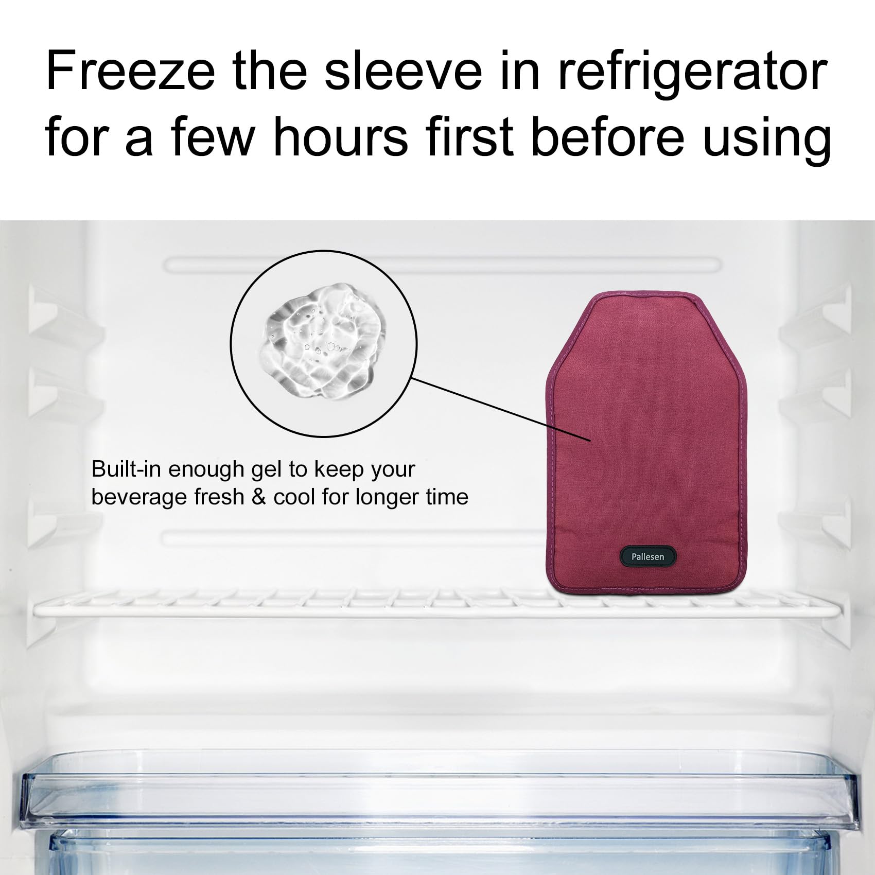 Pallesen Portable Wine Cooler Sleeve Reusable Wine Bottle Chiller Flexible Wine Ice Bag Keep Wine Cool and Refreshing for 750ml Standard Size Bottles Red Wine, White Wine & Champagne (Burgundy) — Amazon image 4