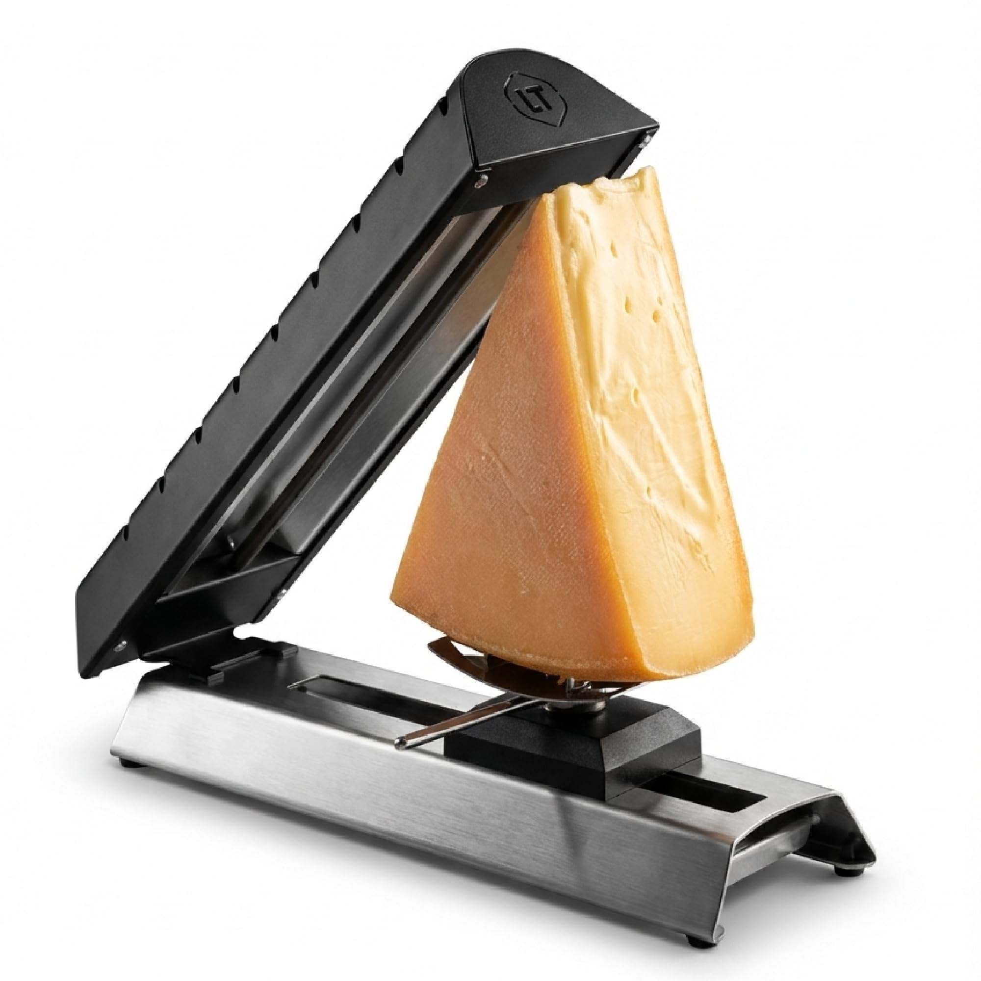 Louis Tellier - Appareil raclette traditionnel Compact-Pro - 1-2p, 600W | Rampe inclinée 45° pour une fonte homogène sans brûler ; support-fromage pivotant, ajustable, coulissant ; 1-2 pers, 600W