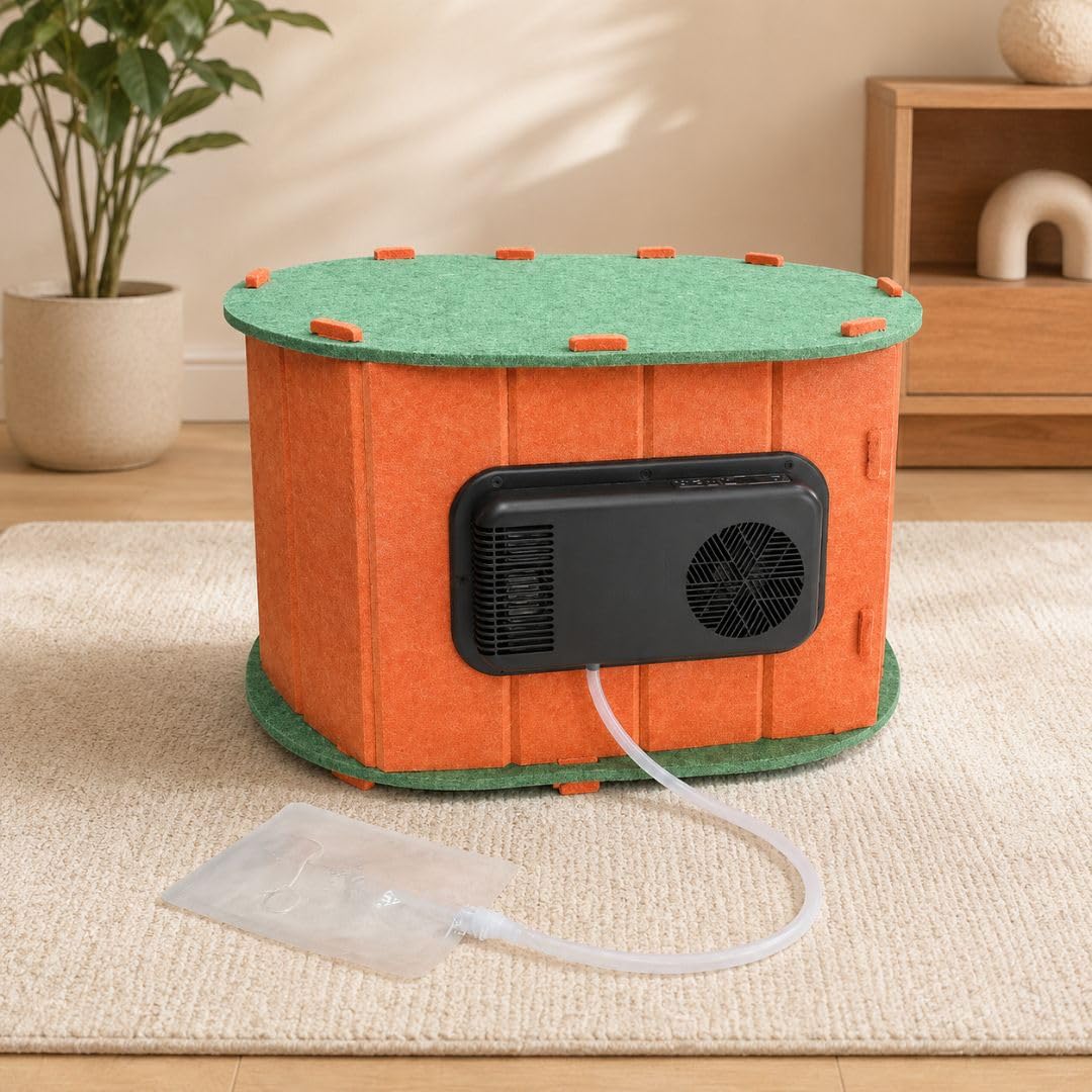JOWY Casa para Mascotas con Aire Acondicionado Integrado, Caseta Refrigerada para Perros y Gatos, Refugio Fresco y Cómodo para Interior o Exterior Cubierto, Ideal para Mascotas Pequeñas y Medianas