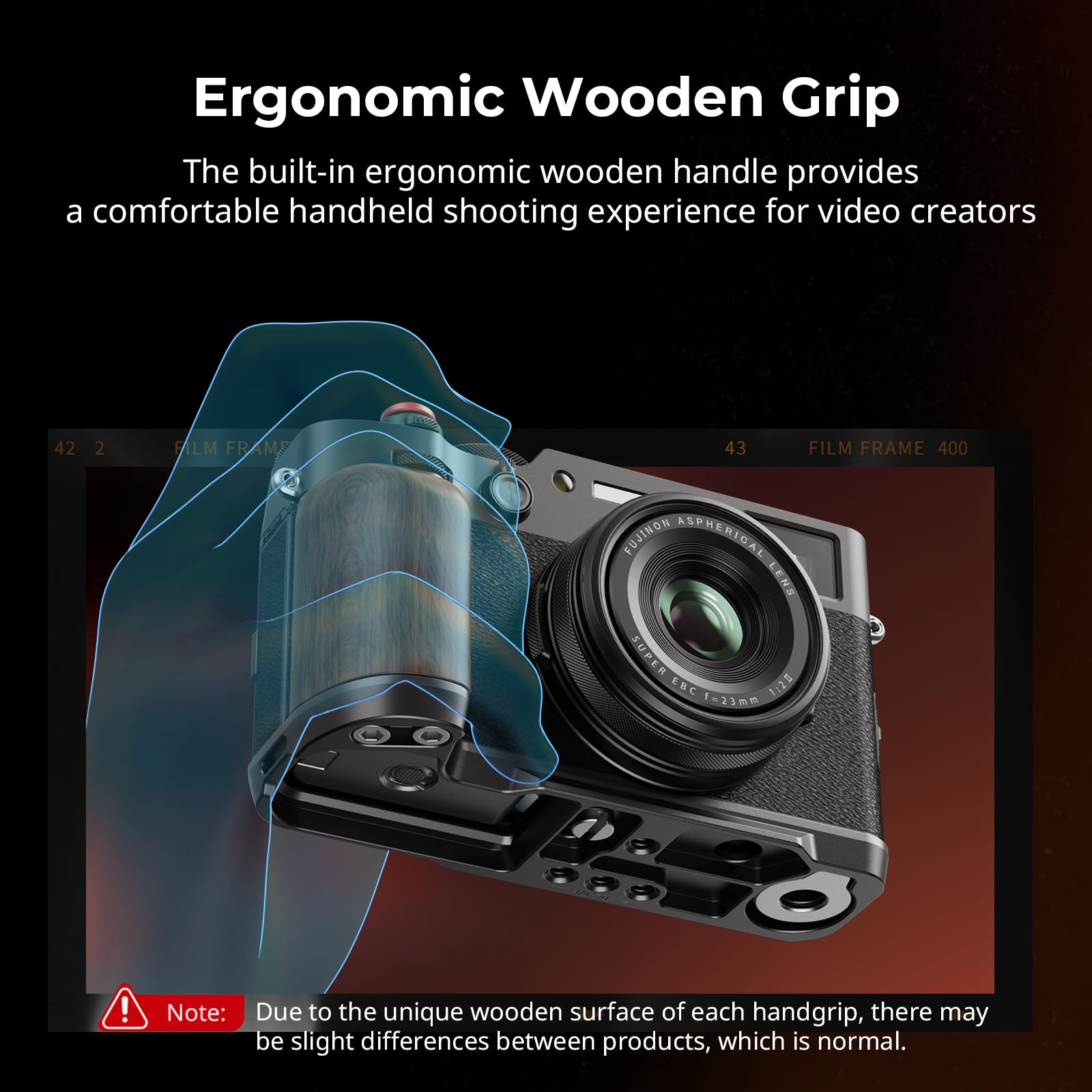 SMALLRIG Handgrip, poignée en Bois en Forme de L pour Appareil Photo FUJIFILM X100VI / X100V, Plaque de déclenchement Rapide intégrée pour Arca, avec obturateur et Couvercle de Sabot, Argent - 4805
