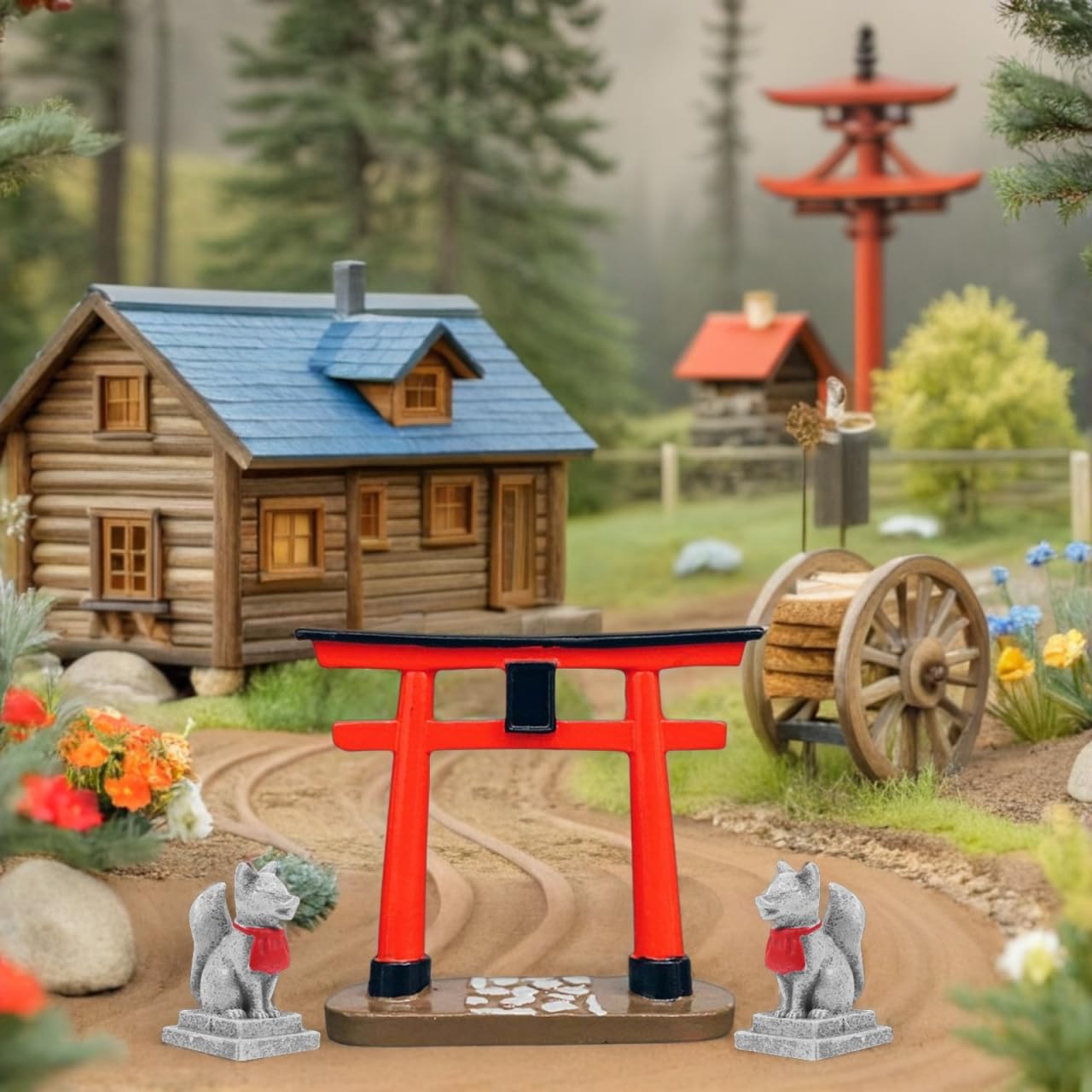 BESPORTBLE Miniaturowa statuetka podobna do torii do dekoracji akwarium DIY biżuteria na stół piaskowy statuetka w stylu Zen akcesoria akwariowe dekoracja japońska akcesoria do stołu krokowego