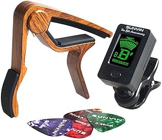 Guitar Capo Guitar Tuner Guitar Clip-on Tuner Rosewood Acoustic Guitar Capo Picks For Guitar,Bass,Ukulele…