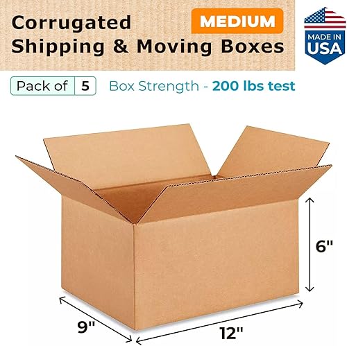 Miniatura 2 de IDL Packaging Cajas de envío pequeñas de cartón corrugado de 12 pulgadas de largo x 9 pulgadas de ancho x 6 pulgadas de alto (paquete de 5)