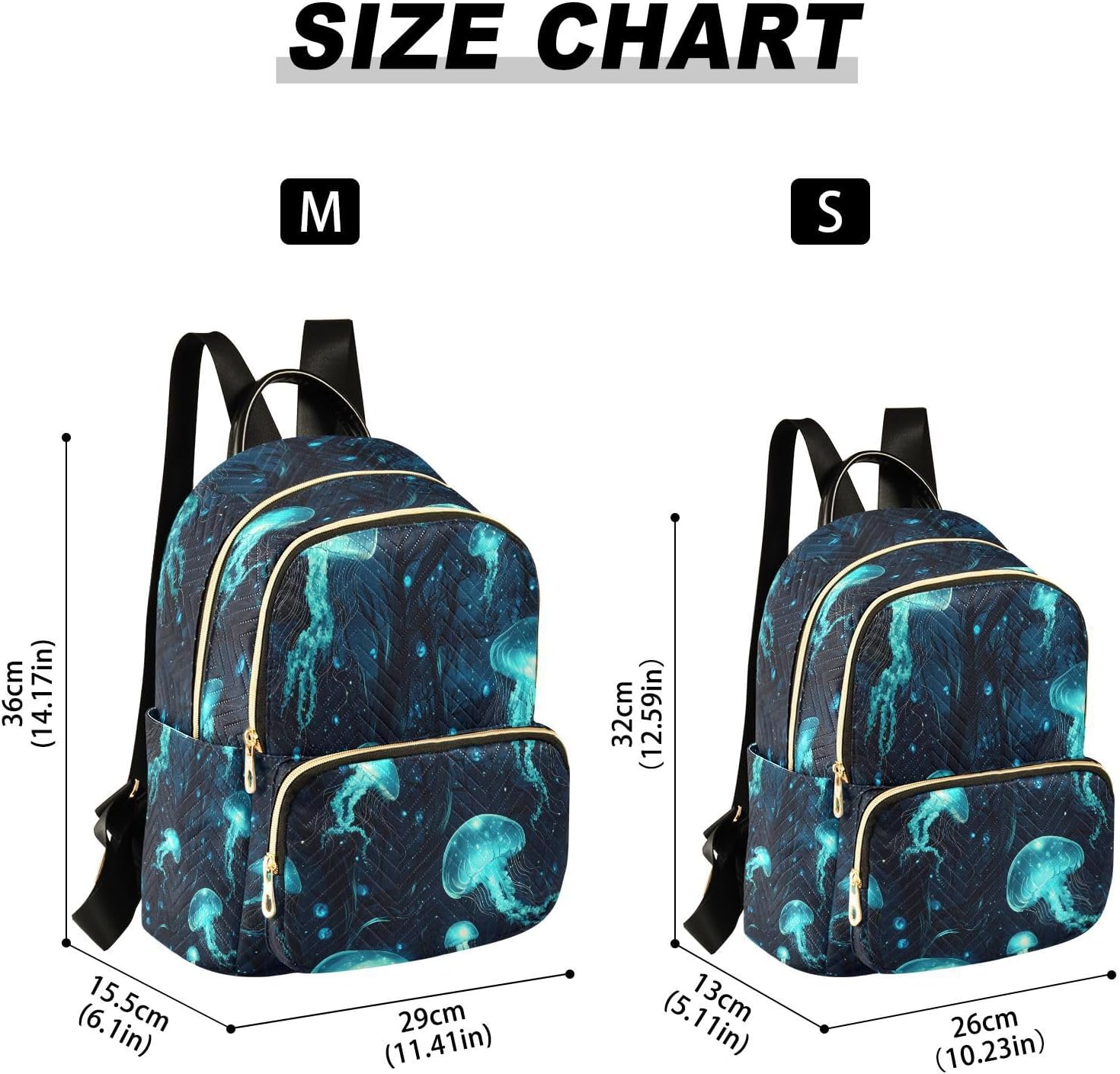 ALAZA Blue Jellyfish Pattern Small Backpack Purse for Women Travel Bag Lightweight Shoulder Bag Fashion Daypack