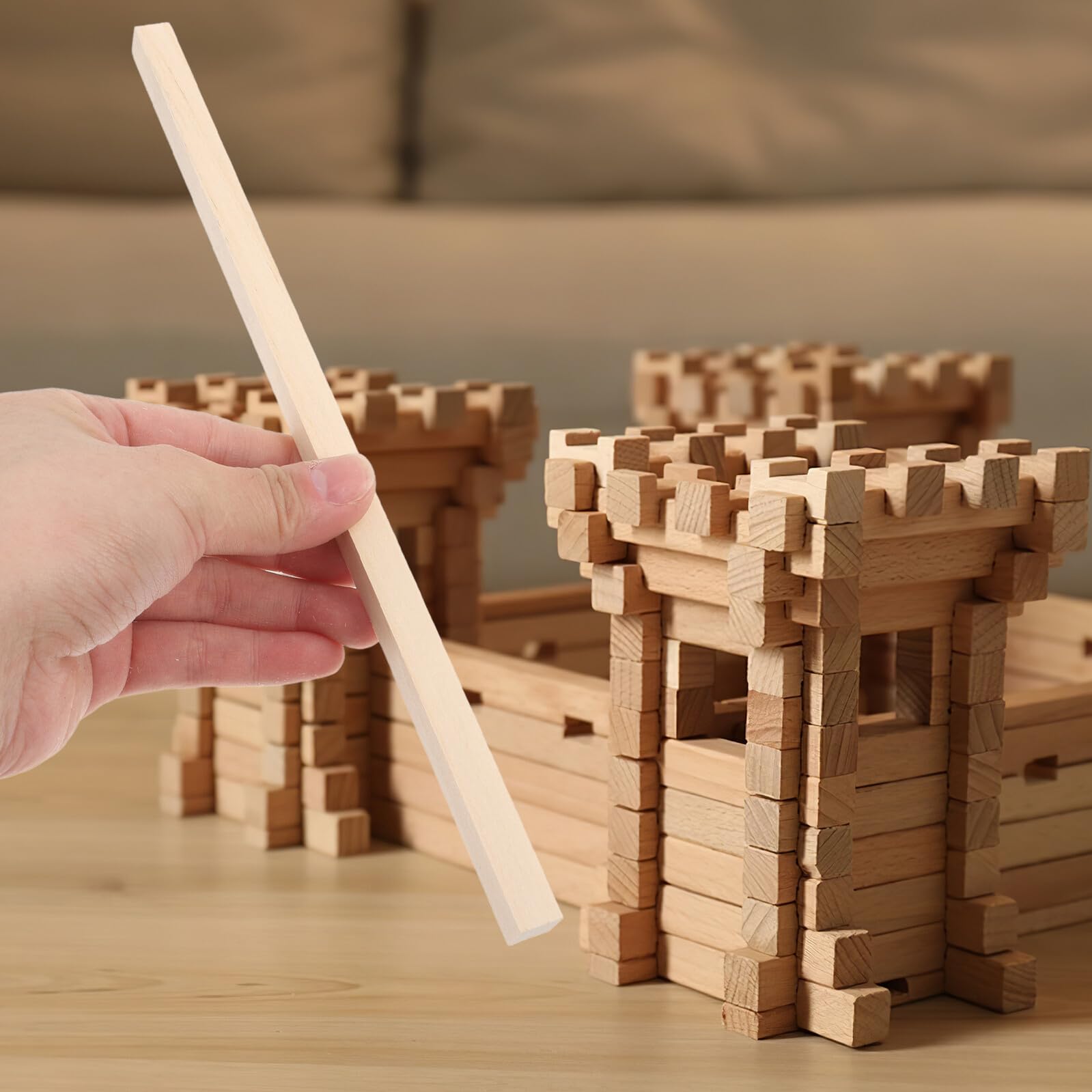 Healvian 60 Stück Selbstgemacht Holzstäbe Lindenholz 25x1cm Unbehandelt Quadratisch Bastelstäbe zum Malen und Modellbau