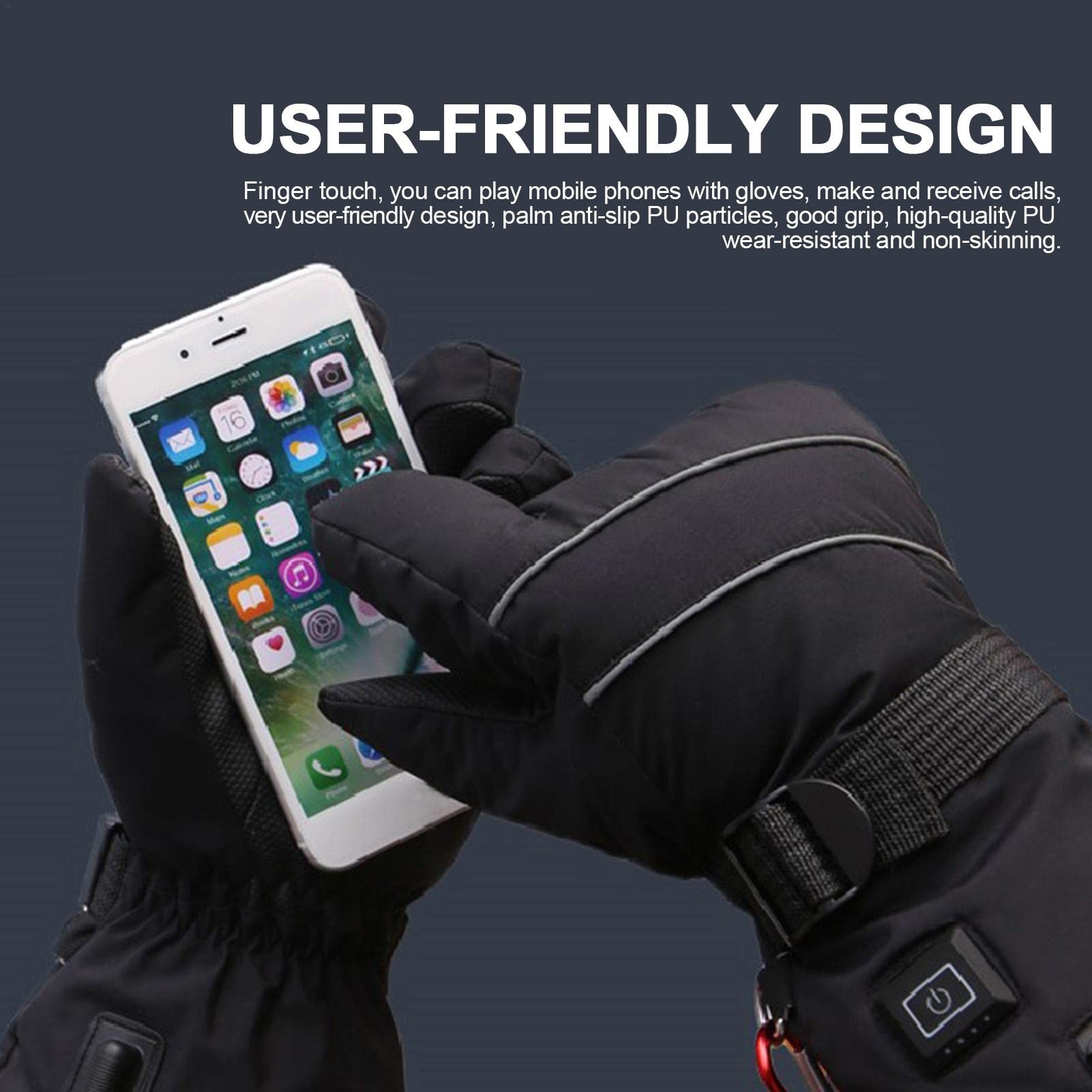 Guantes de motocicleta calefactados | Guantes de invierno recargables de 8.4 V para hombre | Guantes de invierno para hombre con tacto de dedo, guantes de esquí impermeables para pantalla táctil