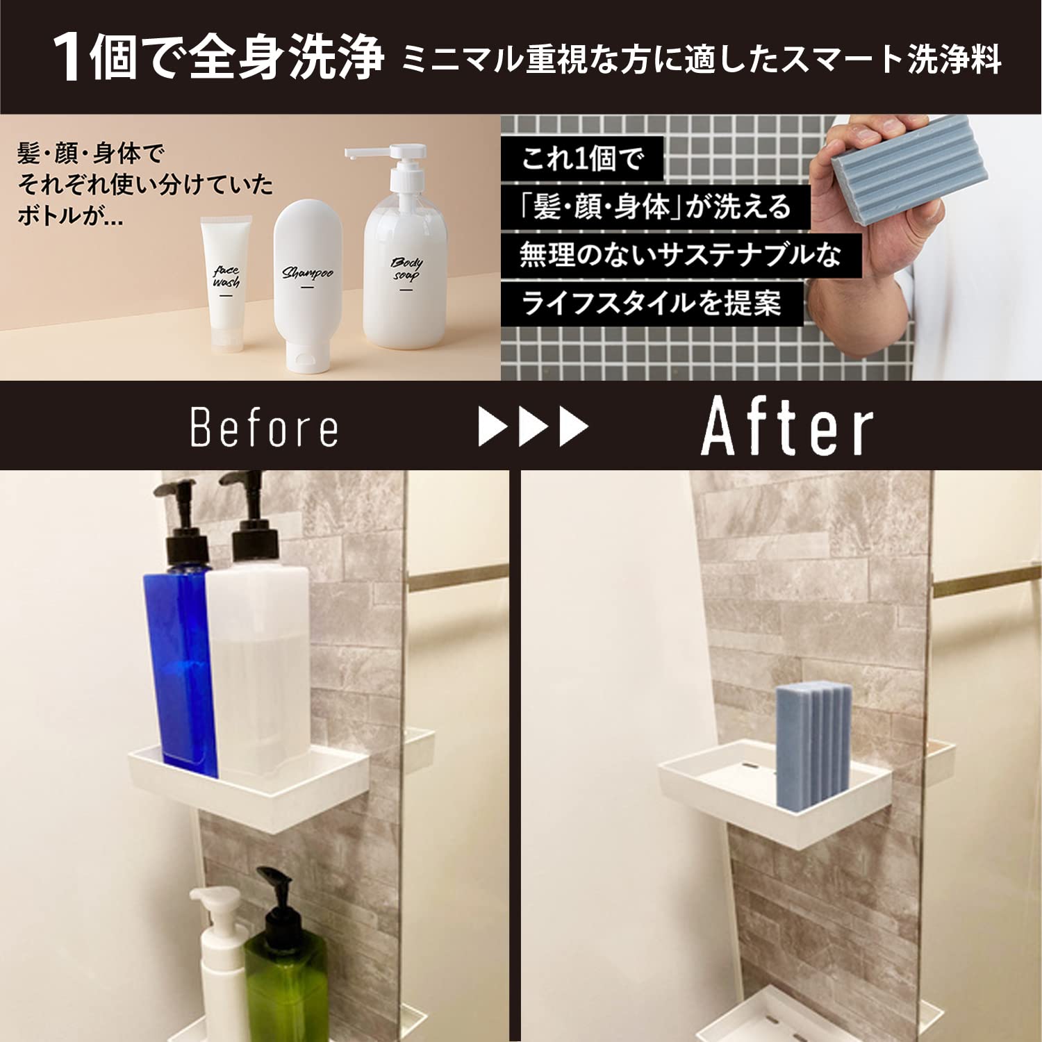 Amazon | TheBAR 3in1 固形洗浄料 石けん 固形シャンプー 全身用 洗顔