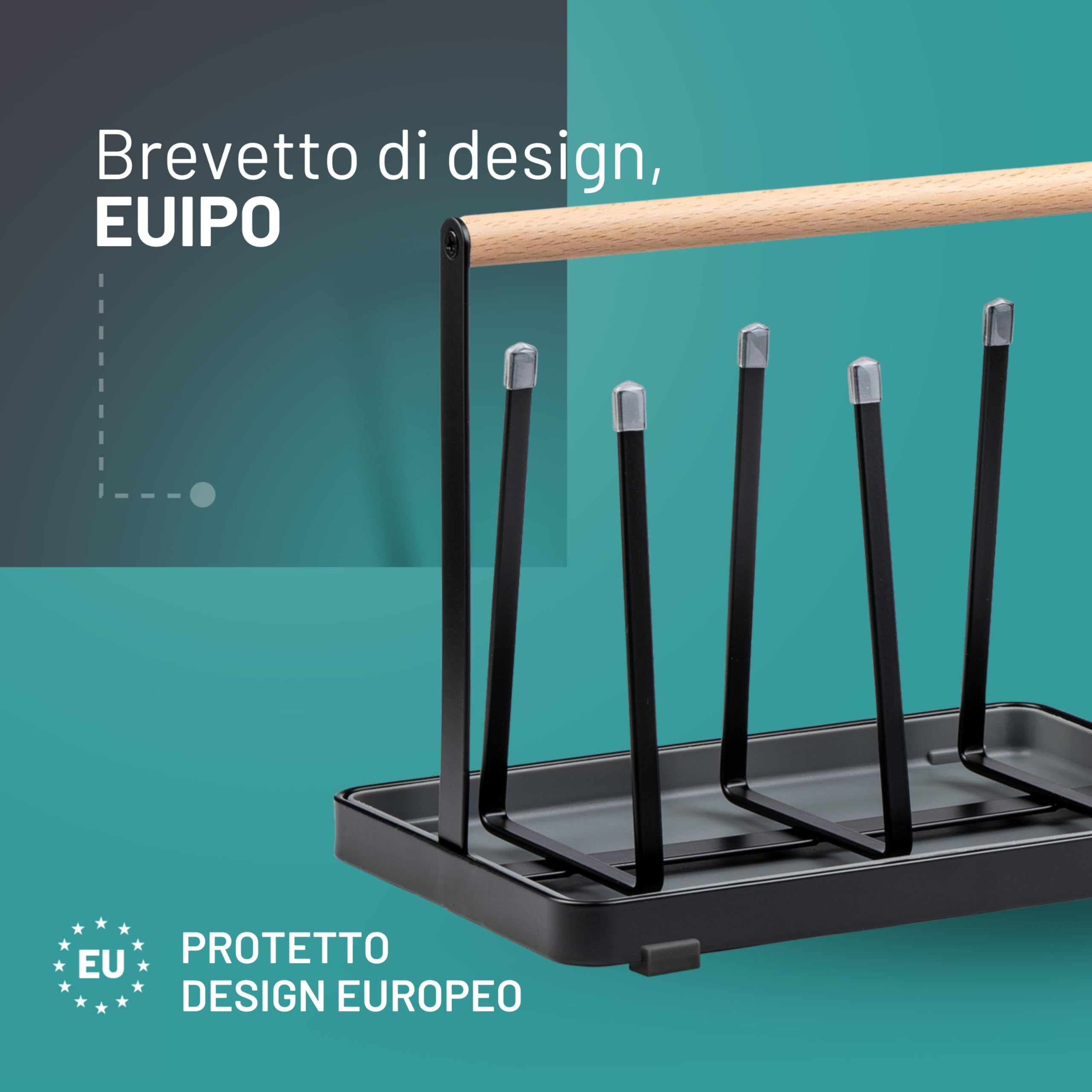 D&D Living Portabottiglie All-in-One per SodaStream - Scivolo di Asciugatura per Bottiglie di Tutti i Tipi: Duo, Crystal, Easy, Bottiglie per Bevande e Biberon - Stendino Universale (Metallo, Nero)