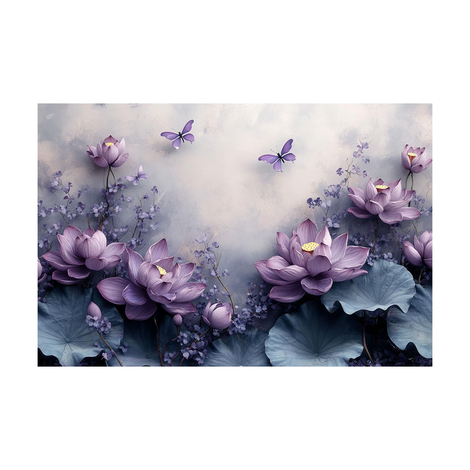 Teruea Lilac Flowers Wall Art Purple Lotus And Butterfly Colorful Flowers Pictures Paintings On Canvas Wall Art For Living Room Bedroom Home Decorations(Lilac)-60X90cm1 Unframed