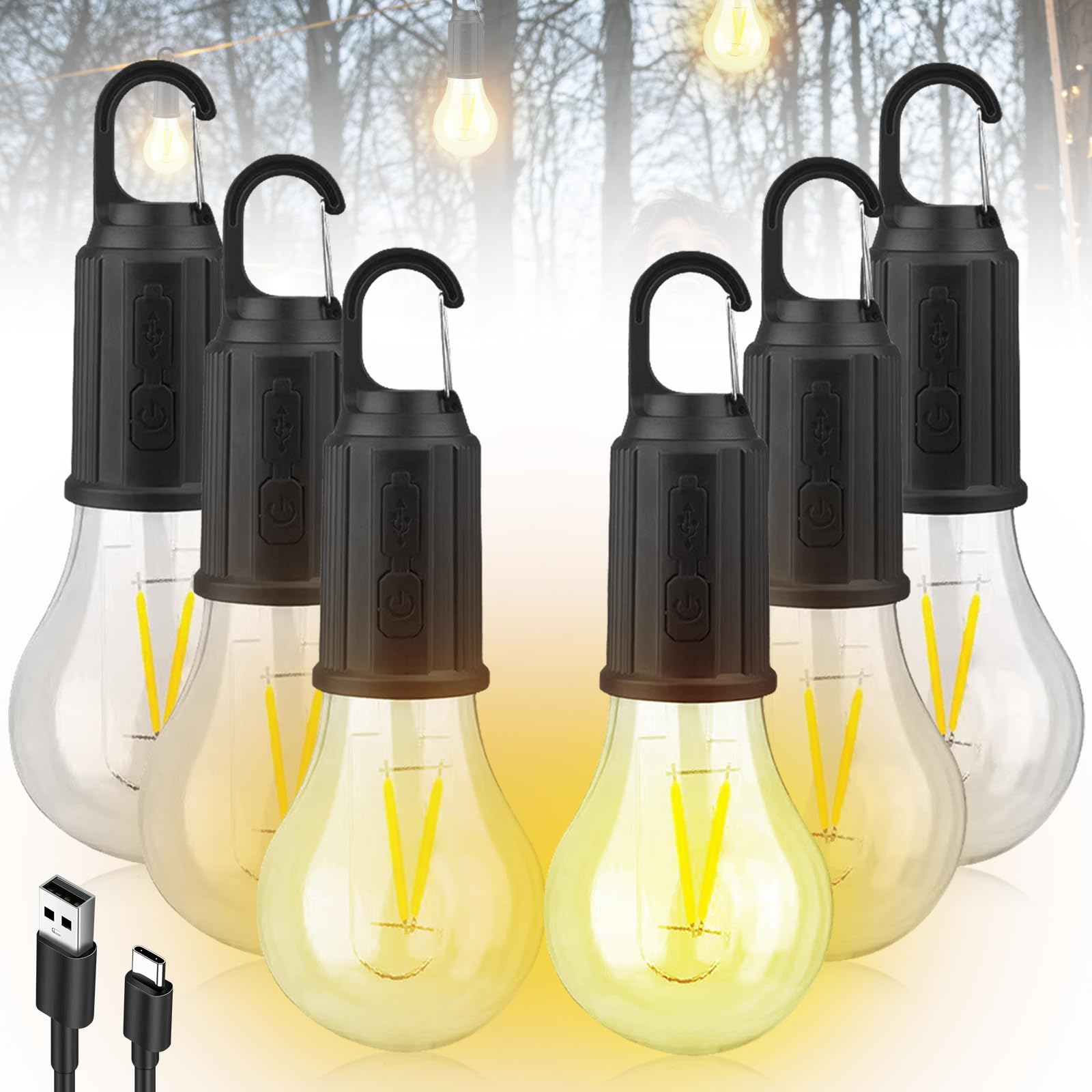 Confezione da 4 lanterne da campeggio a LED, alimentate a