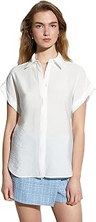 قميص فسكوز منسوج بأكمام قصيرة للنساء من كوتون