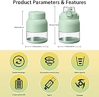 Vista 8 de Electric Citrus Juicer 17 Oz, Portable Blender for Shakes and Smoothies, Exprimidor de Naranjas Electrico, with Straw and Two Lids, for Home Travel