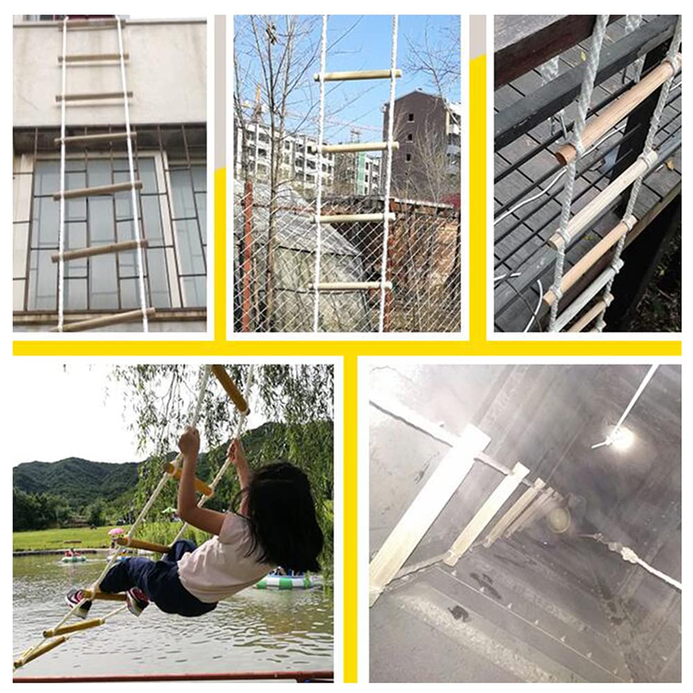 Escalera de Cuerda 3 Metros de Madera Antideslizante para Exteriores
