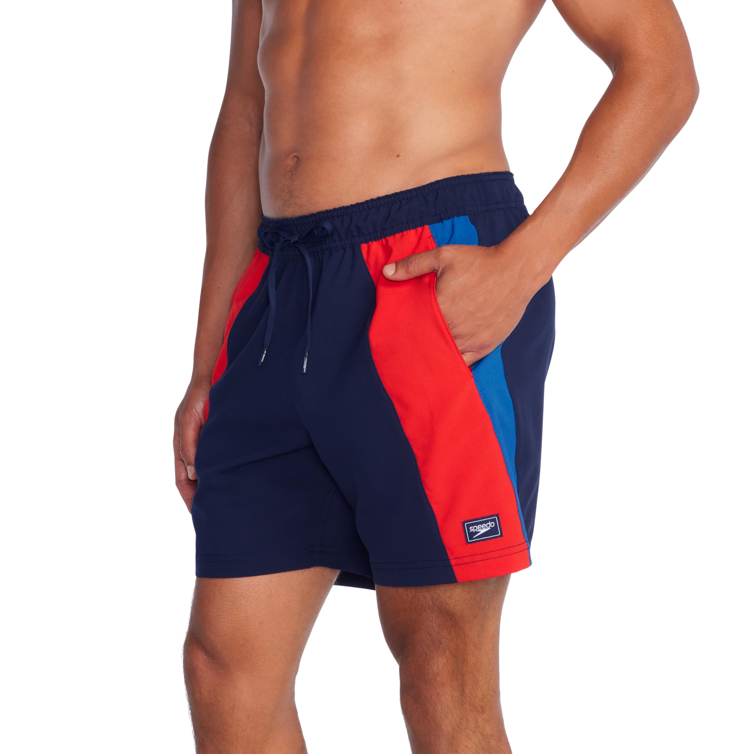 Speedo Bañador Redondo Estampado Medio Hombre, Peacoat Vertical, XXL