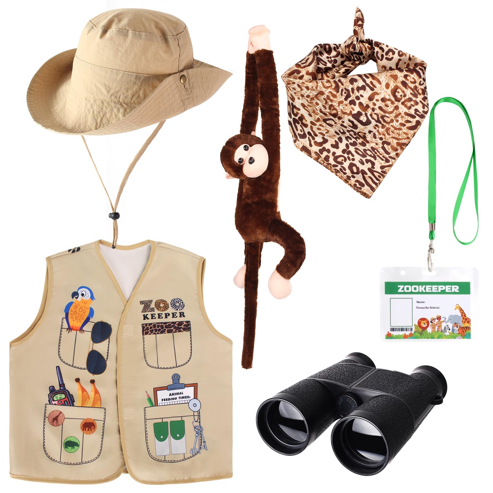 Kyson Kids Zookeeper Costume 6Pcs Safari Explorer Accessories
