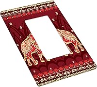 Vista 3 de Placa de interruptor de luz de elefante indio de 1 banda, placa de pared basculante individual, placa decorativa eléctrica GFCI para decoración