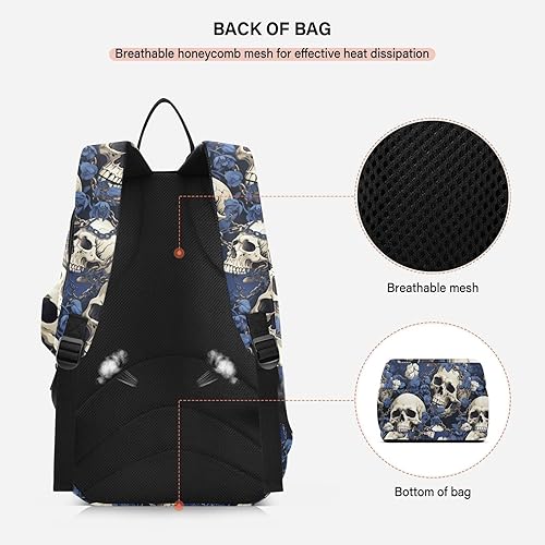 Miniatura 4 de Raqueta de tenis de bádminton bolsas grandes resistentes de flores azules calaveras hippie 2 raquetas acolchadas bolsa de tenis bolsa de gimnasio
