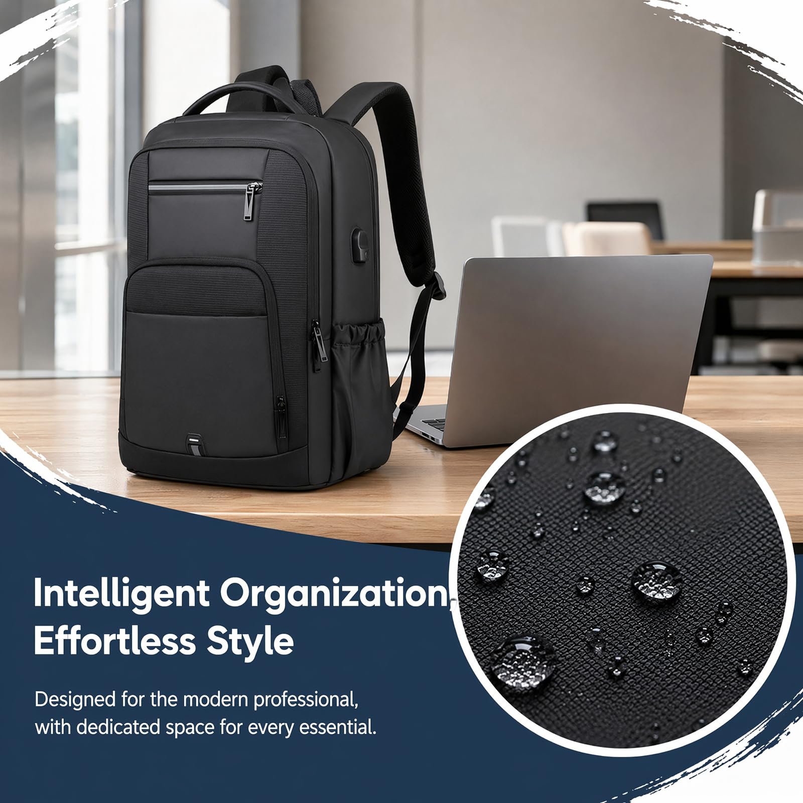 16 calowy wodoodporny plecak na laptop Oxford i torebka na komputer, 20-35L Business Casual Daypack z pasami poduszkowymi powietrznymi,Starry Gray