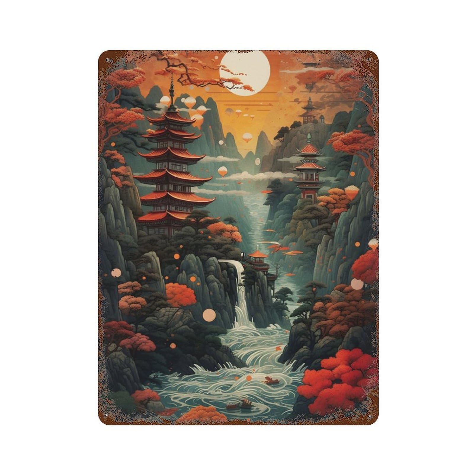 Japan Fantasy 012 15.7"x11.8" Vintage Rust Metal Sign, Shabby Chic Decor for Garage, Bar And Workshop Decor