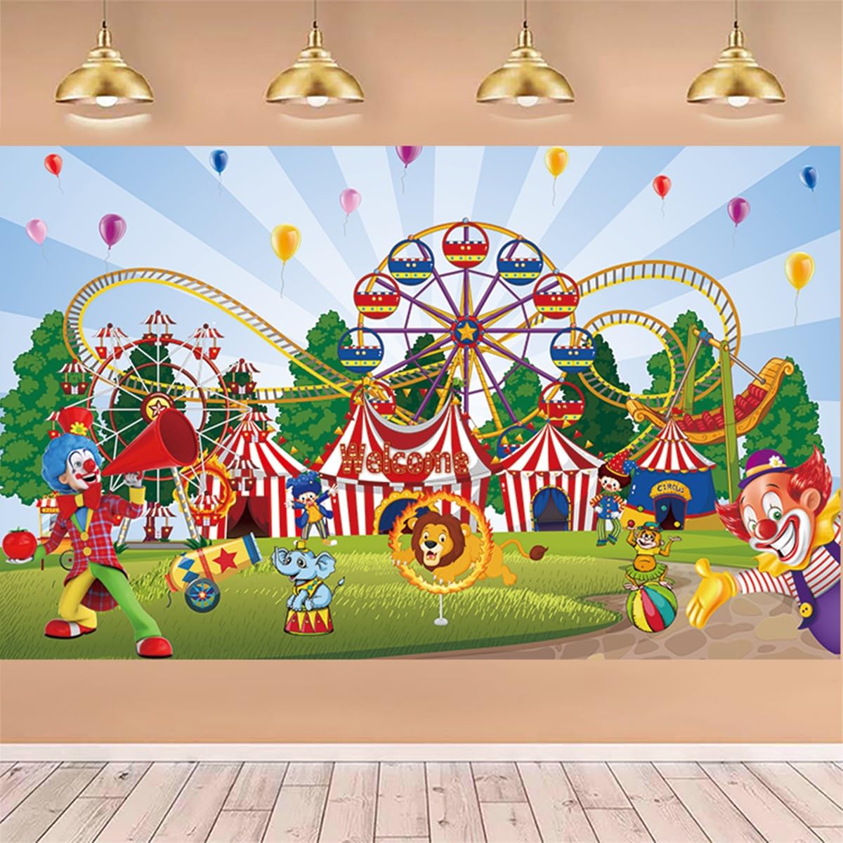 LOONELO Large Circus Carnival Backdrop with 70.8''X43.3'', Welcome to The Carnival Banner Backdrop Photography Background for Carnival Circus Theme