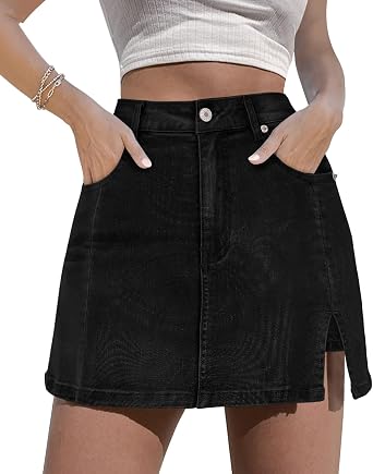 Angerella Skorts Skirts for Women Denim Mini Skirt High Waisted Jean Shorts Stretchy Denim Skirts