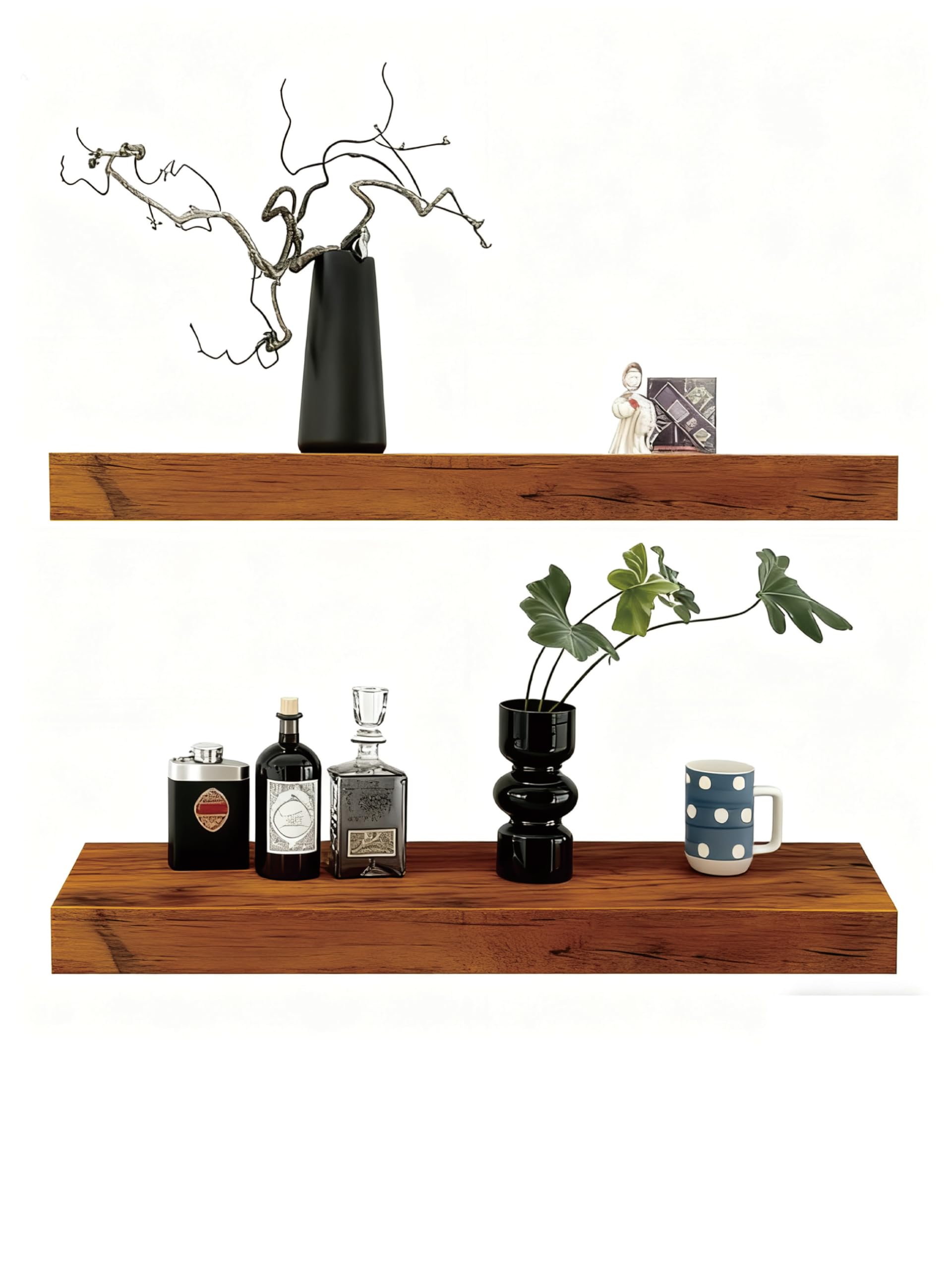 Sniffury Solid Wood Floating Shelves,31.5in Finished Real Wood Wall Shelves with Heavy-Duty Hidden Bracket, Easy Installation, Set of 2, 31.5in x