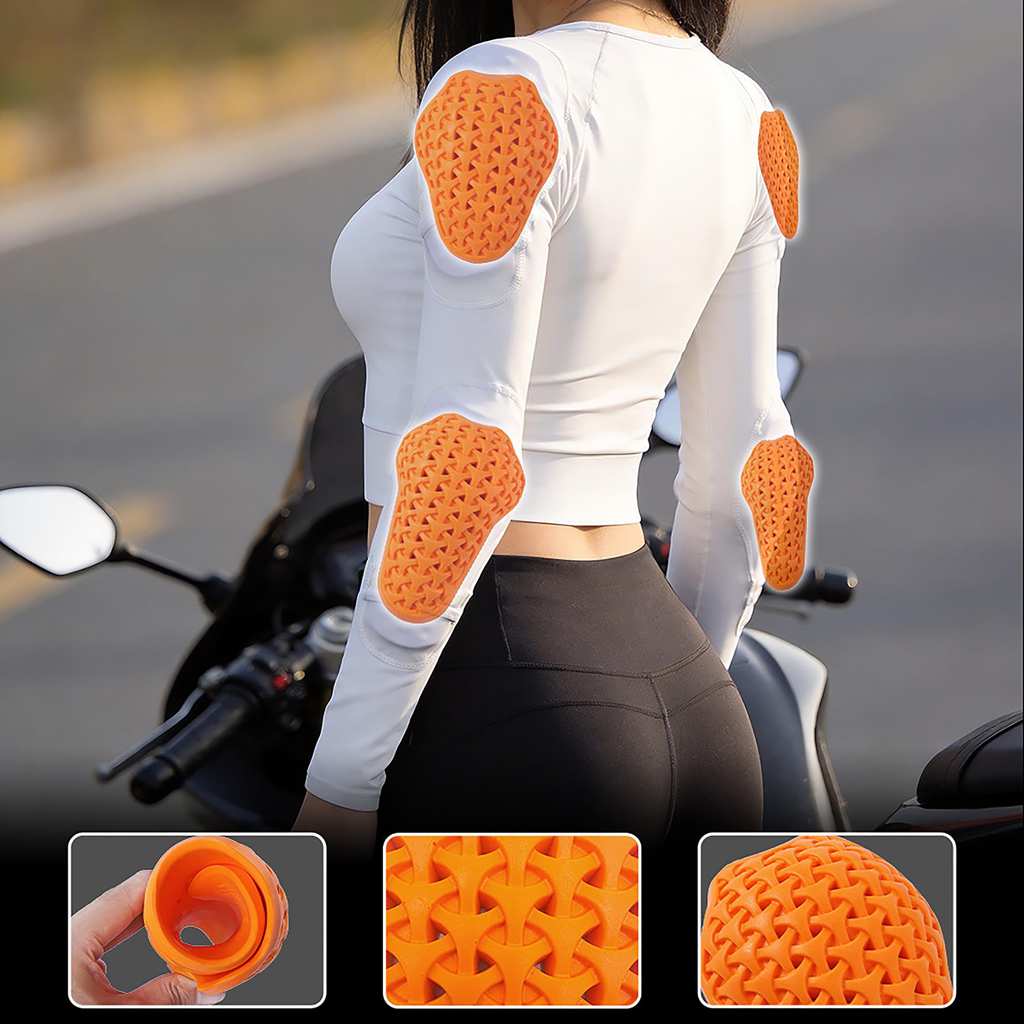 Maglia Protettiva Da Moto Da Donna Con Imbottiture Protettive, Giacca Da Moto Traspirante In Rete, Maglietta da Moto maniche lunghe sexy für Motorradfahren, Laufen und Training
