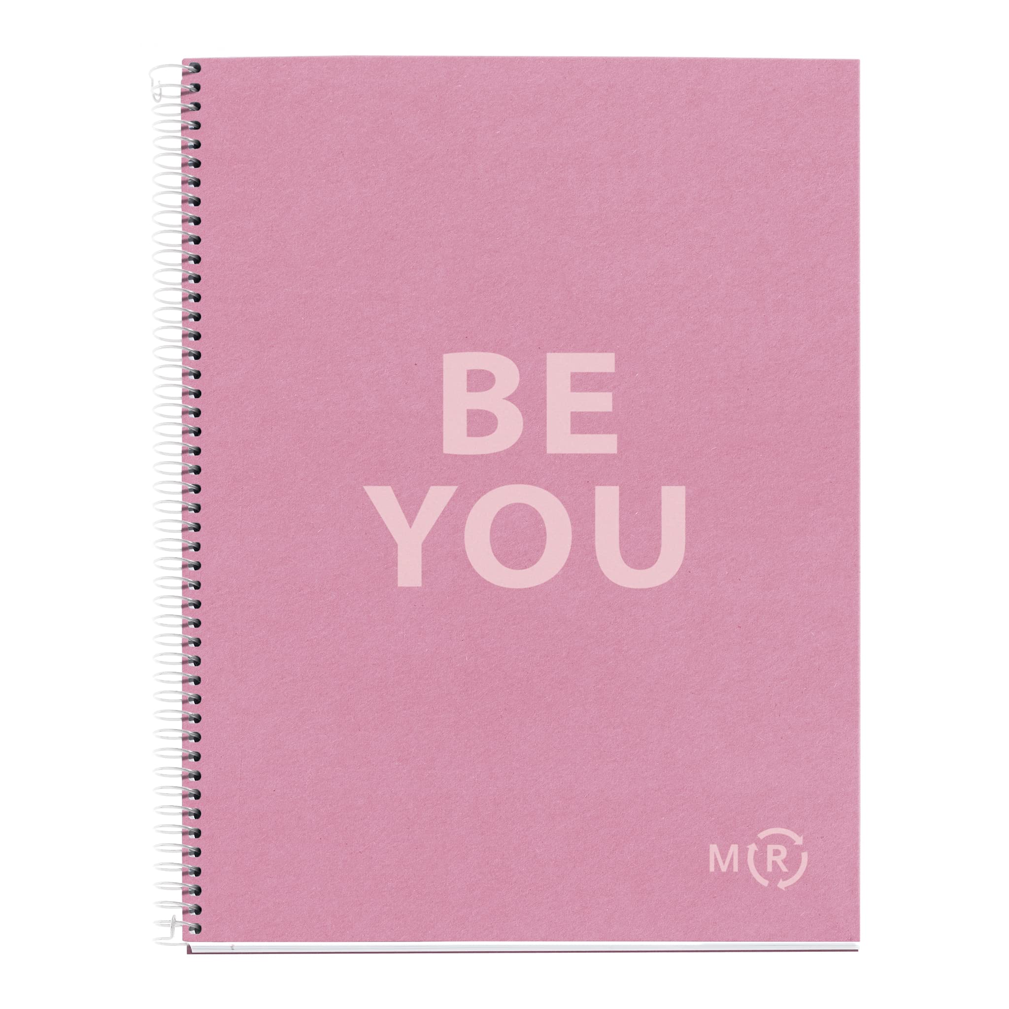 Miquelrius - Cuaderno A4 Be Eco, 80 Hojas 90 g/m², Puntos Dots, 1 Franja de Color, 4 Taladros, Cubierta Reciclada, Rosa