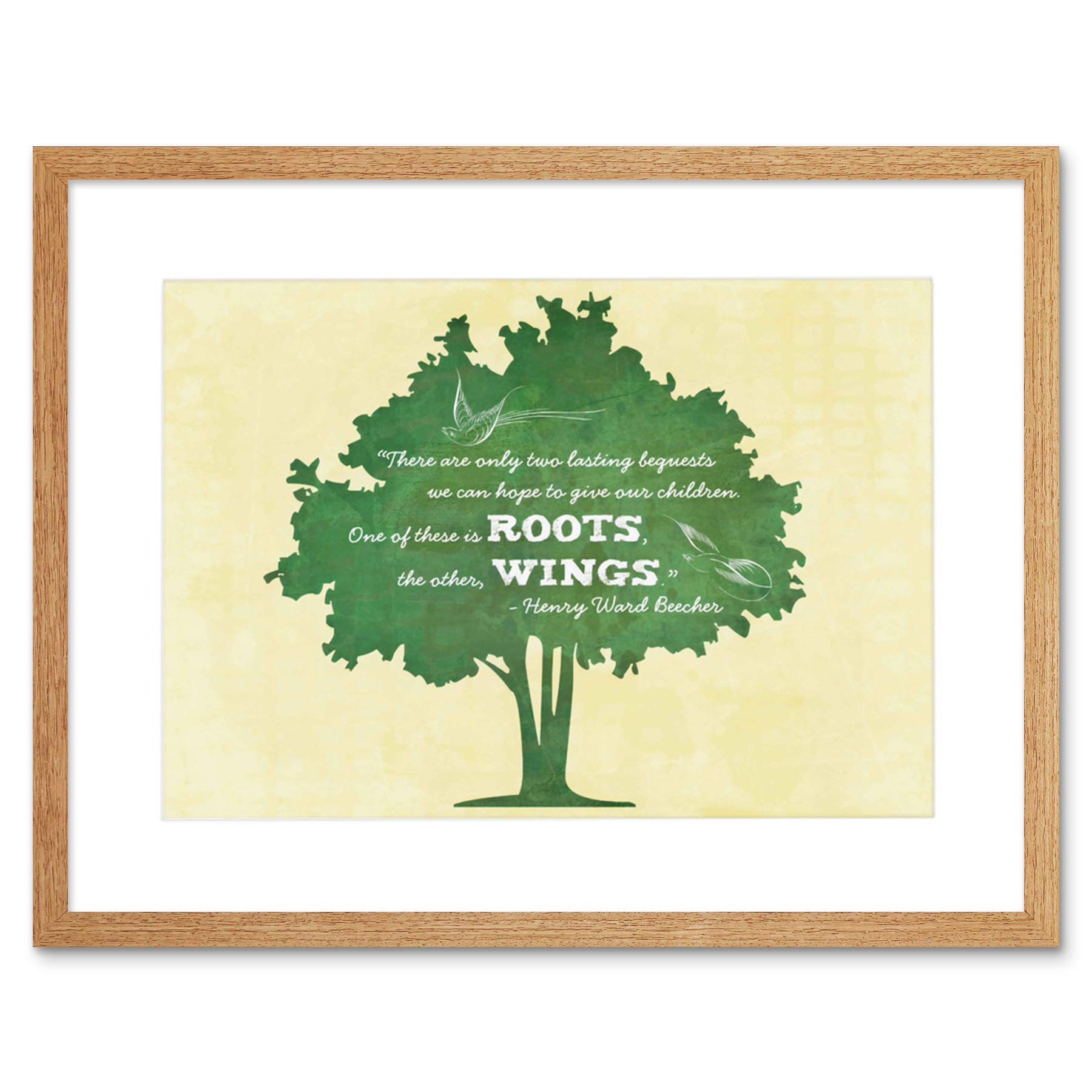 Wee Blue Coo Bequests Children Roots Wings Beecher Quote Typography Ivory Art Framed Wall Art Print