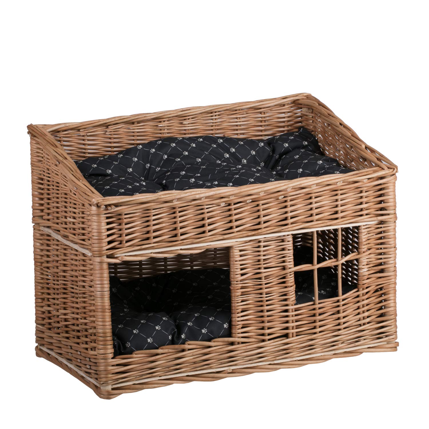 Panier pour animaux en osier style corbeille et lit surélevé