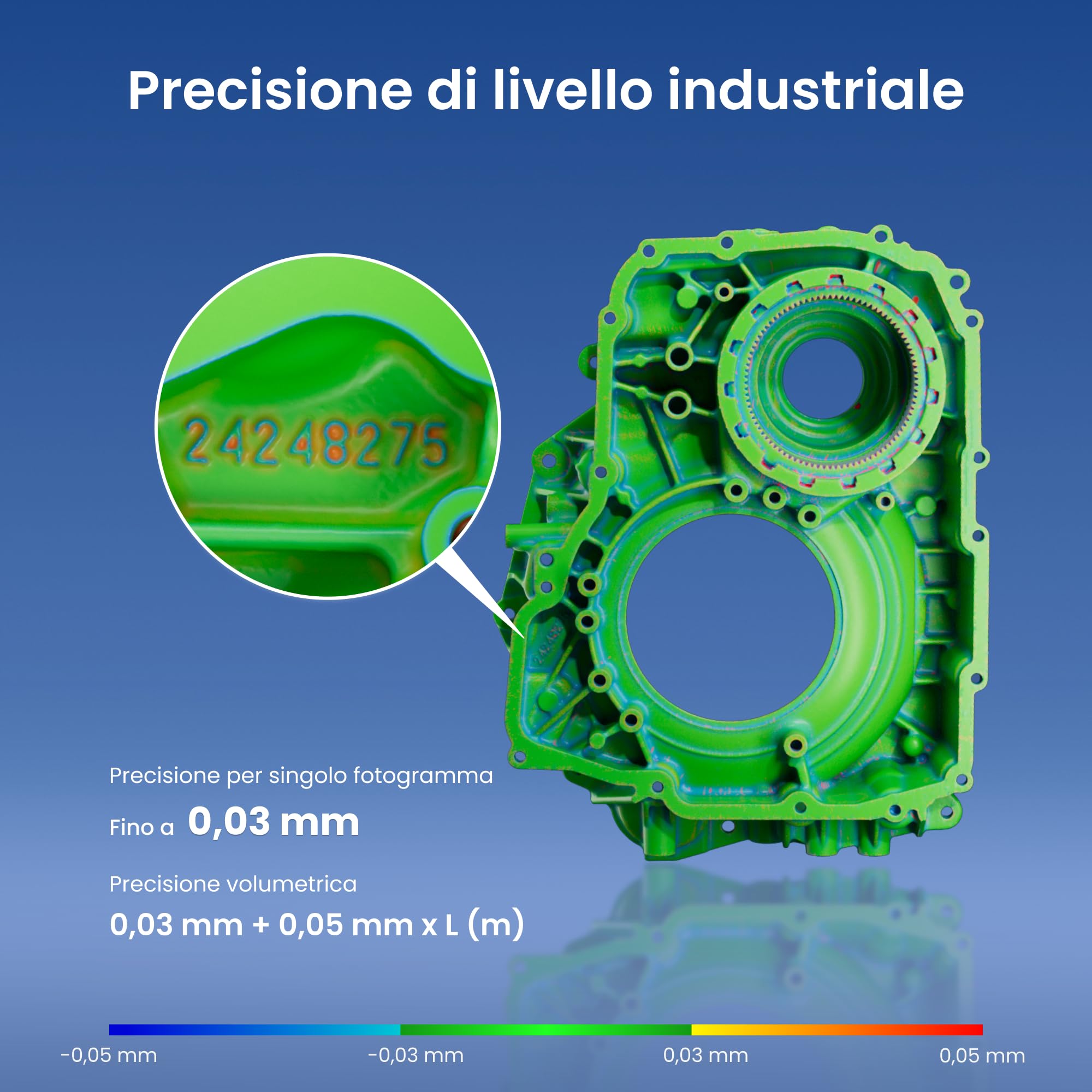 Revopoint Scanner 3D POP 4, laser blu,precisione 0,03 mm,105 fps, analisi AI e modellazione 3DGS, 5 modi di scansione, tracciamento anti-vibrazione, uso in esterna, WiFi 6, per stampa 3D, standard