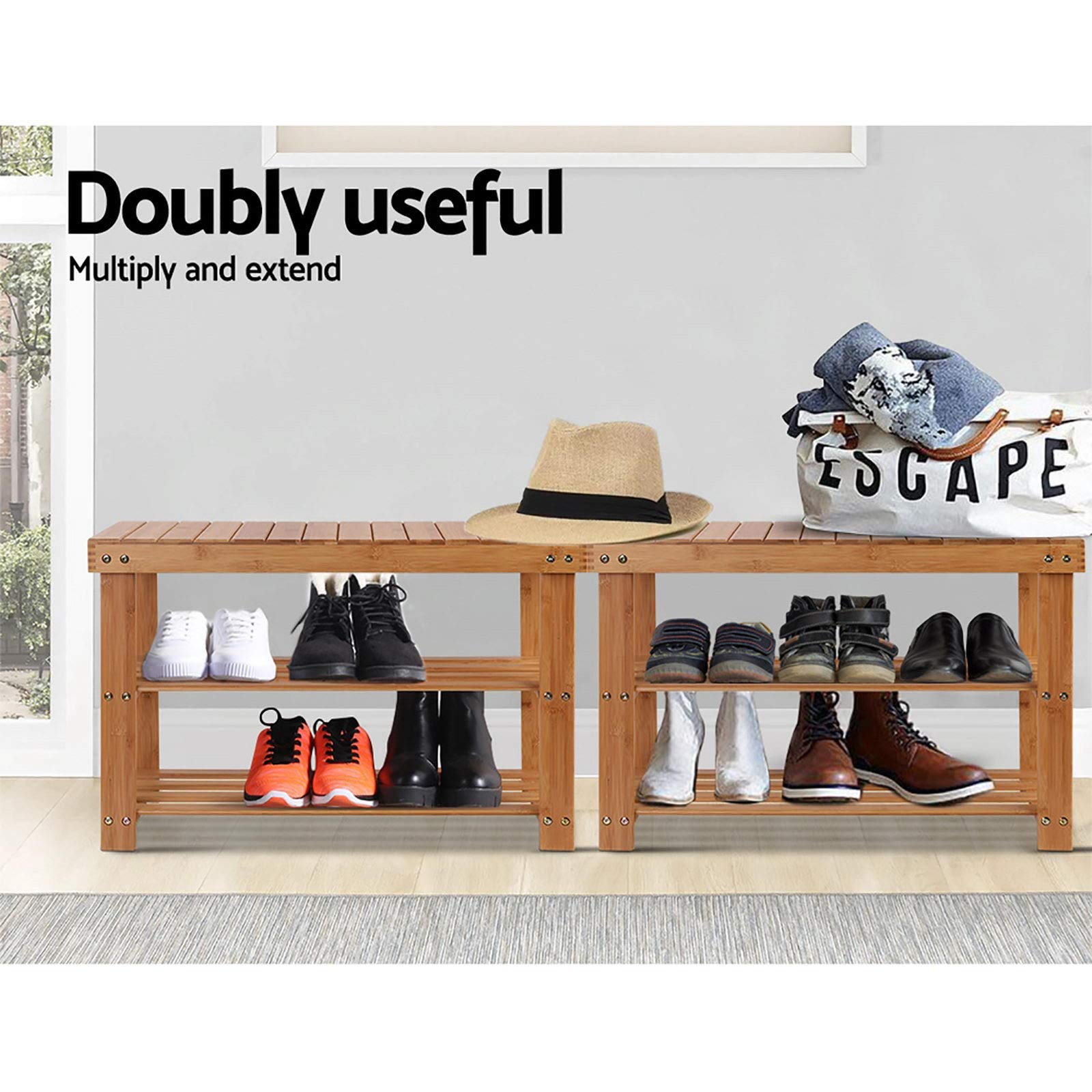 artiss bamboo shoe rack bench