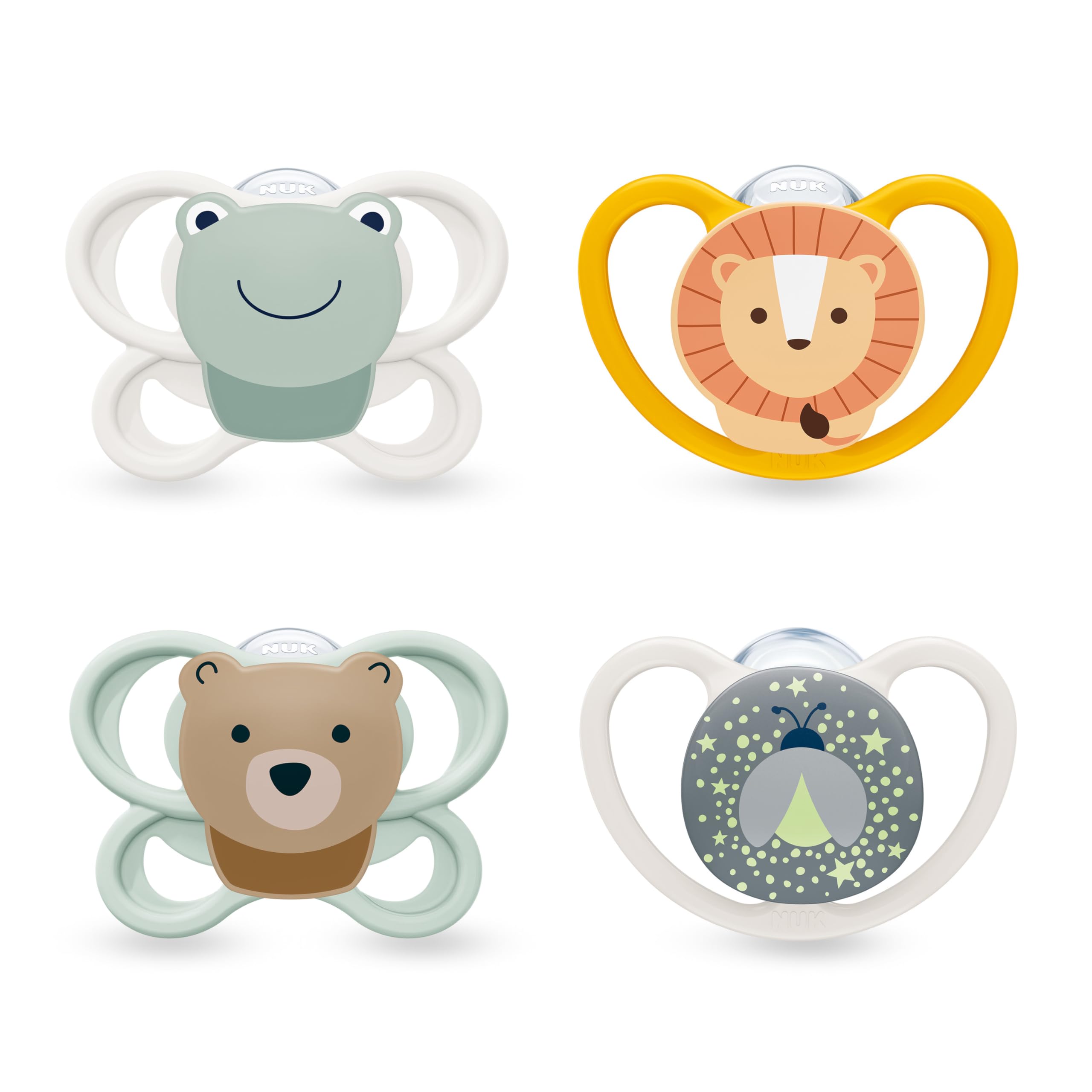 NUK Perfect Match Air Day & Night Baby-Schnuller | 0-6 Monate | Leuchtende Schnuller, die Luftzirkulation fördern & Speichelrash verhindern | 95% Baby-Akzeptanz** | Sortiert | 4 Stück